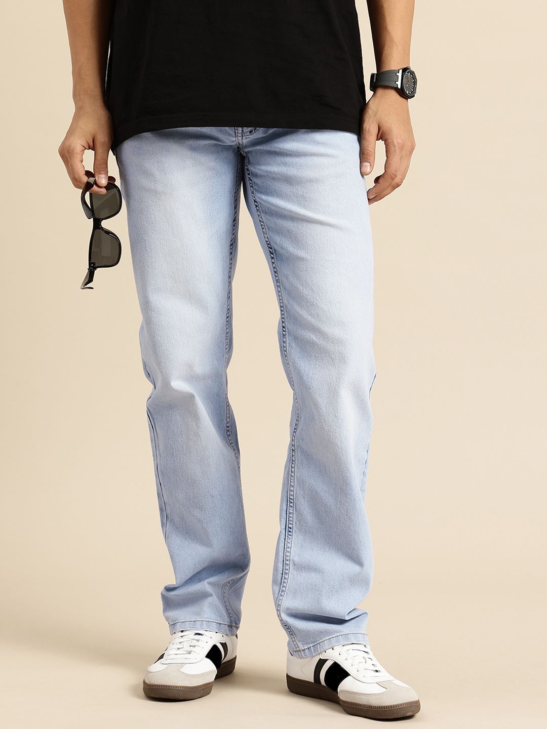 Being Human Men Straight Fit Mid-Rise Light Fade Stretchable Jeans