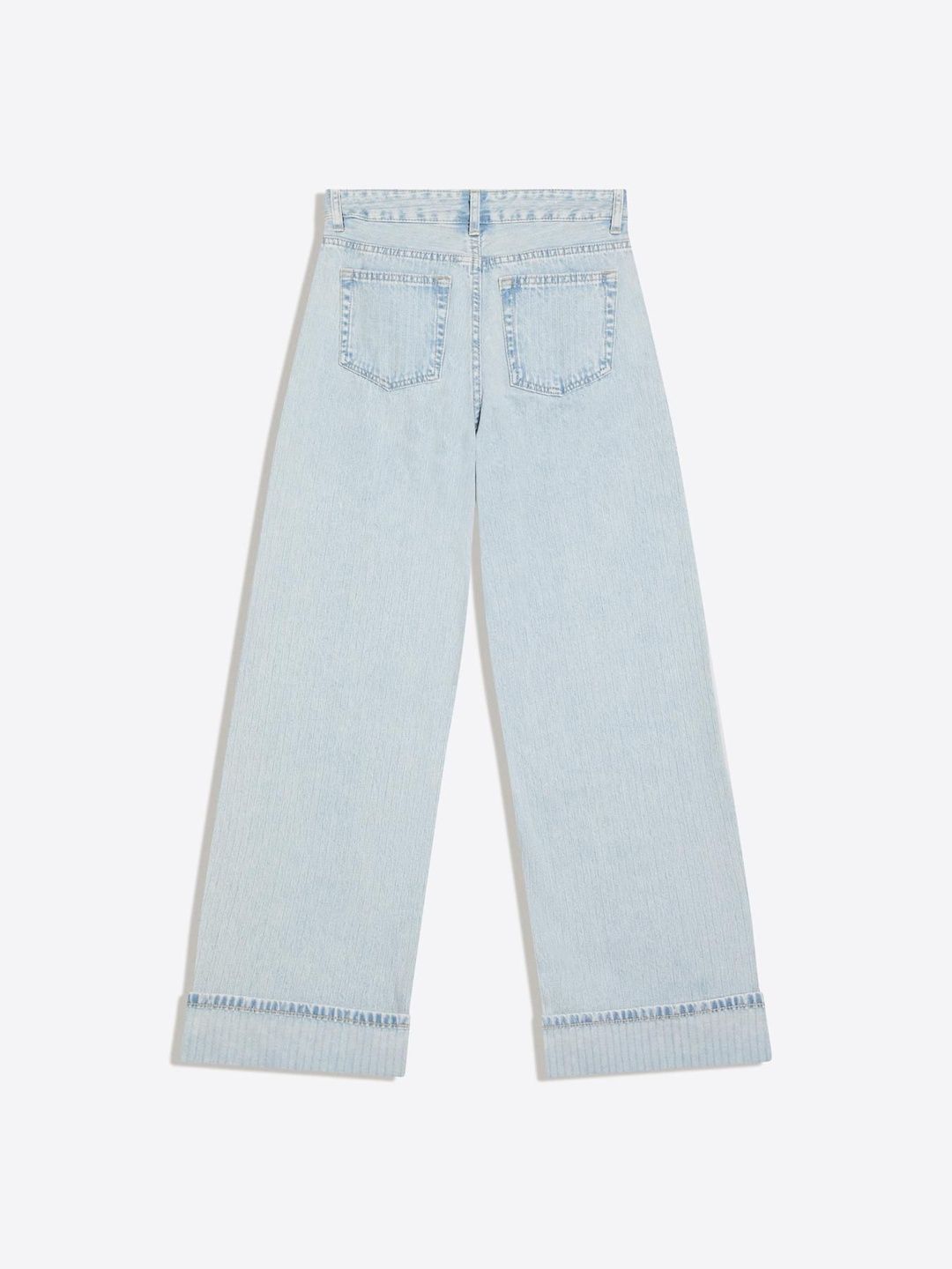 Low-rise Pure Cotton Wide-leg Jeans With Turn-up Hem