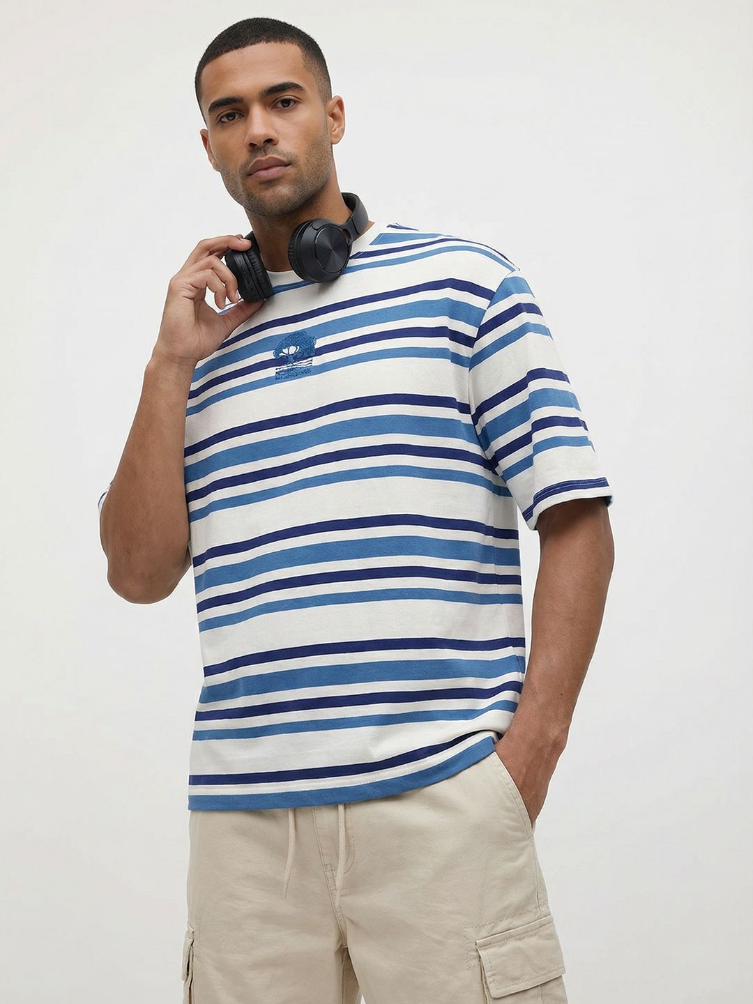 The Roadster Life Co. Striped Relaxed Fit T-shirt