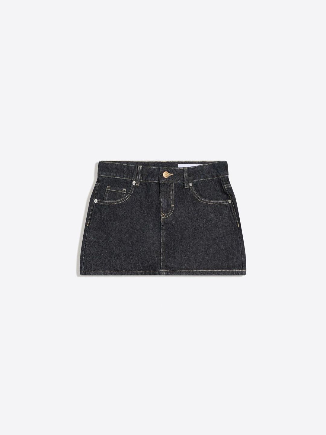 Cotton Denim Mini A-Line Skirt