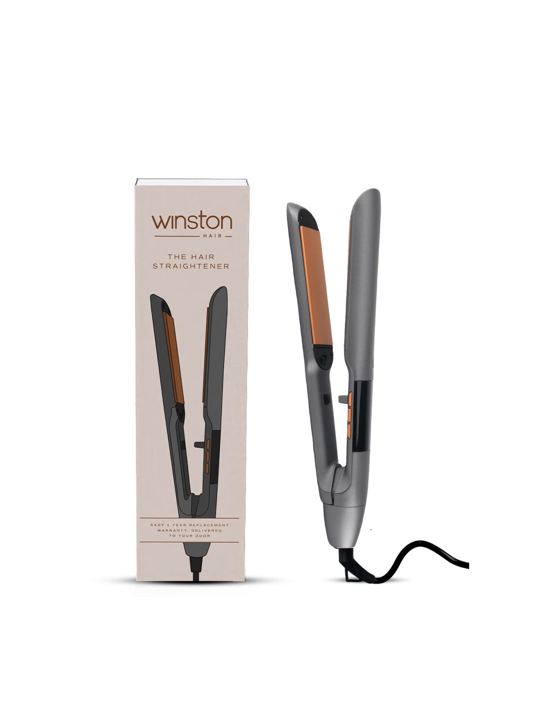 WINSTON Hair Straightener With Titanium Ceramic Plates - Grey