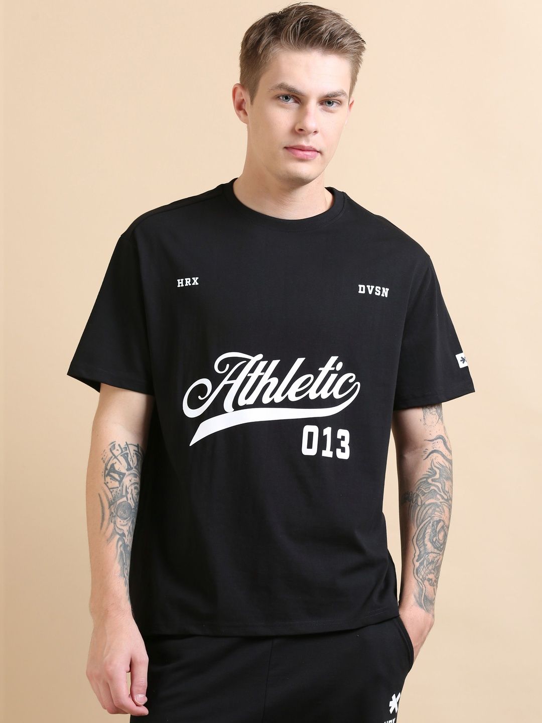 HRX by Hrithik Roshan Mens Pure Cotton Lifestyle Relaxed T-shirt