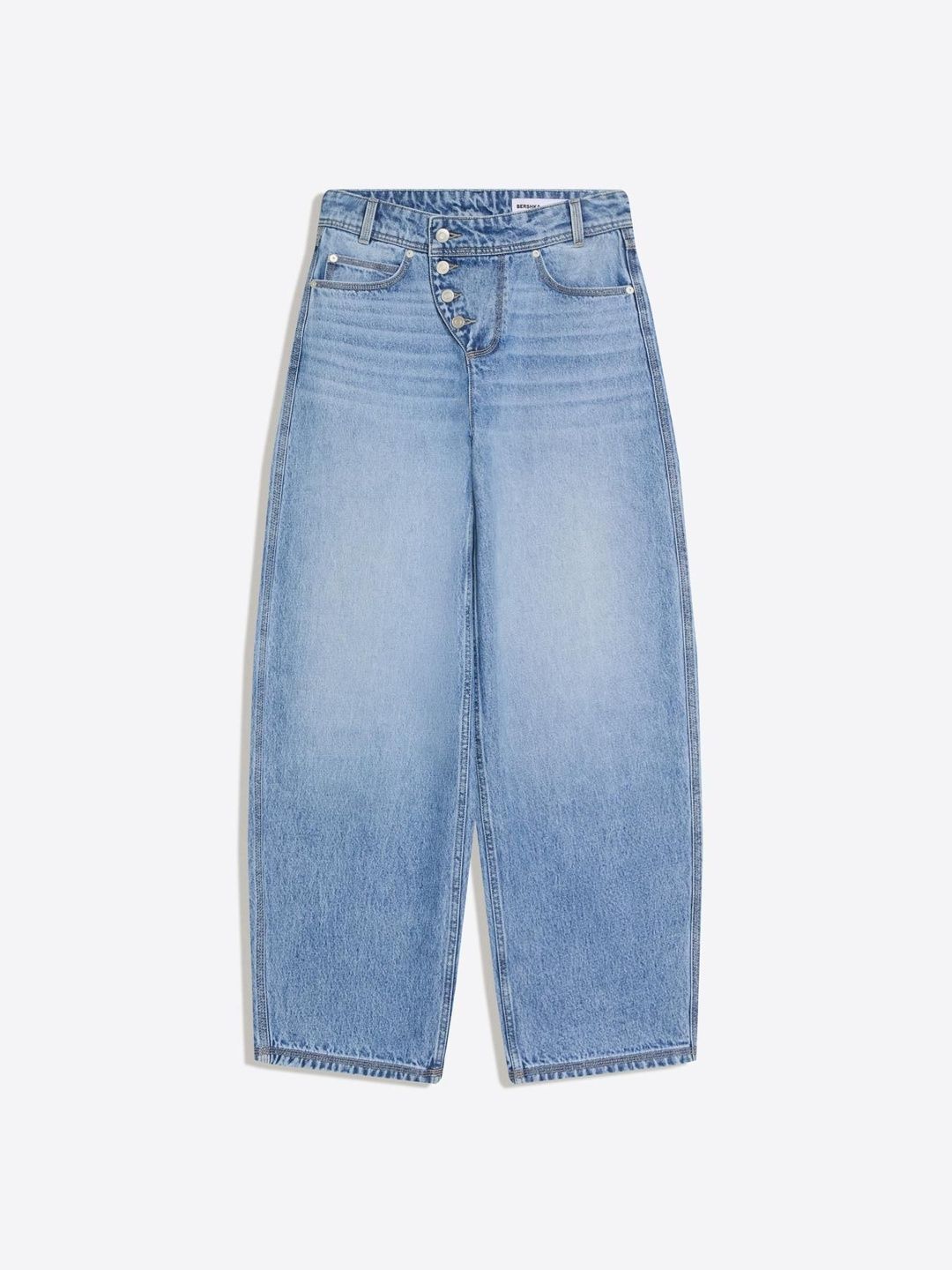 Low-rise Pure Cotton Wide-leg Barrel Jeans With Front Buttons
