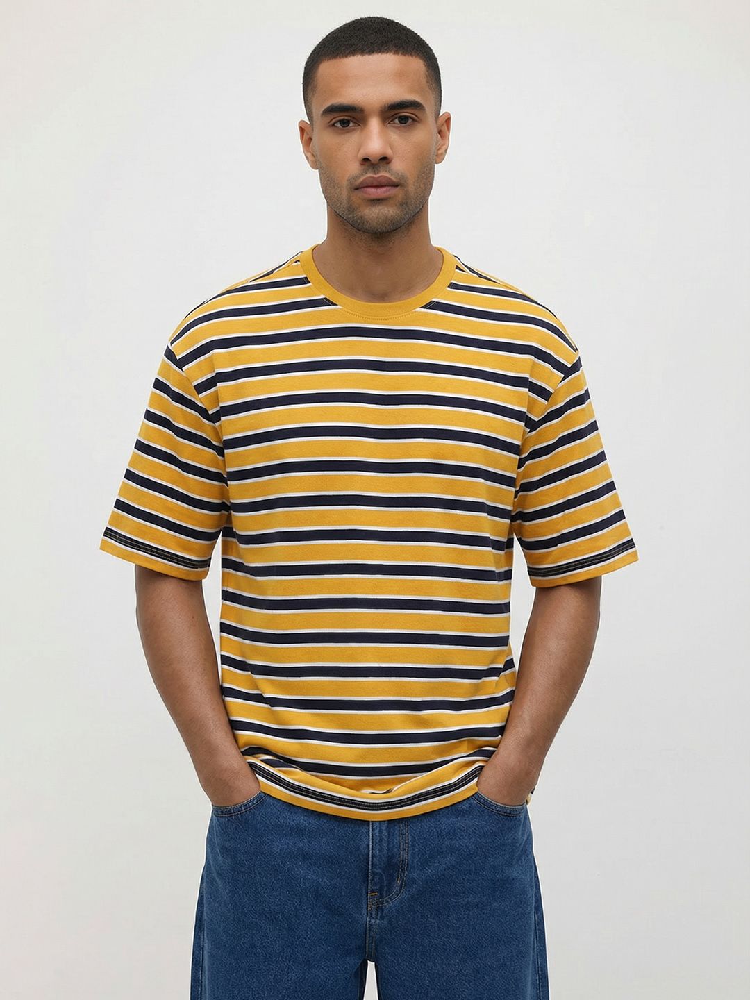 The Roadster Life Co. Striped Relaxed Fit T-shirt