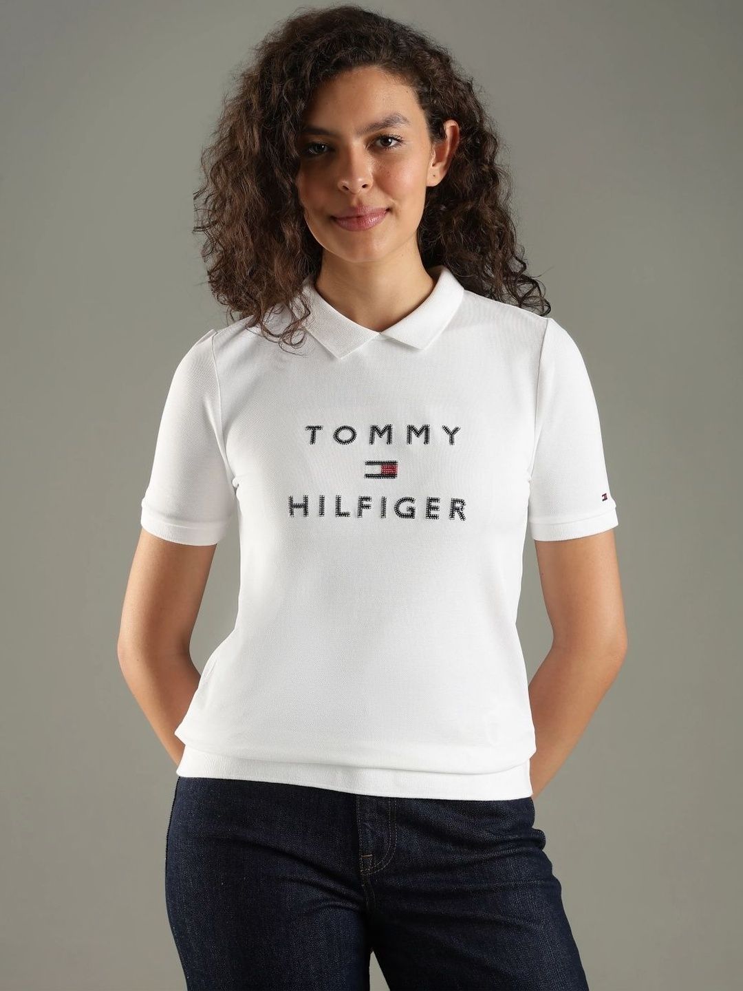 Brand Logo Printed Polo Collar T-shirt