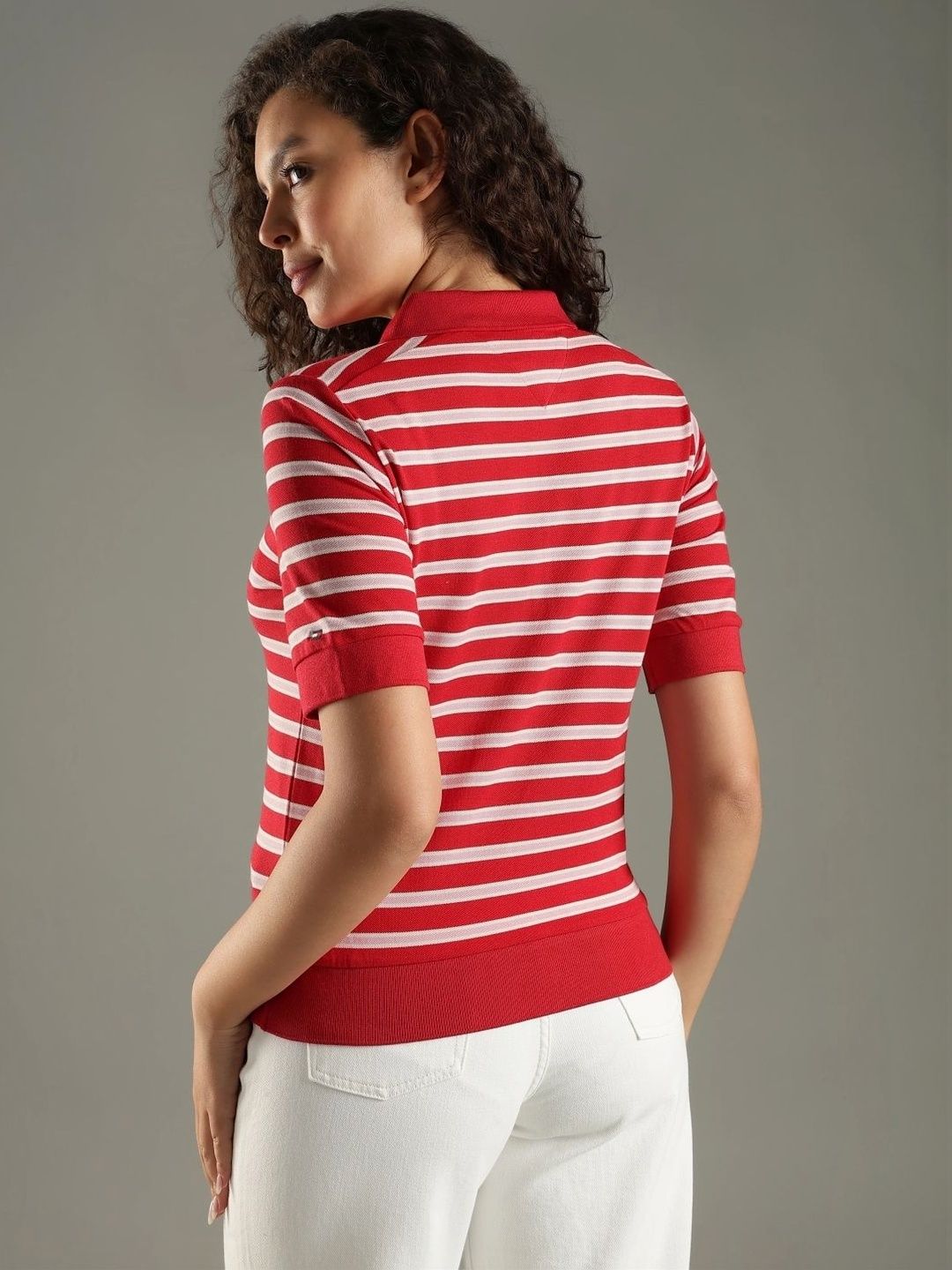 Striped Polo Collar T-shirt