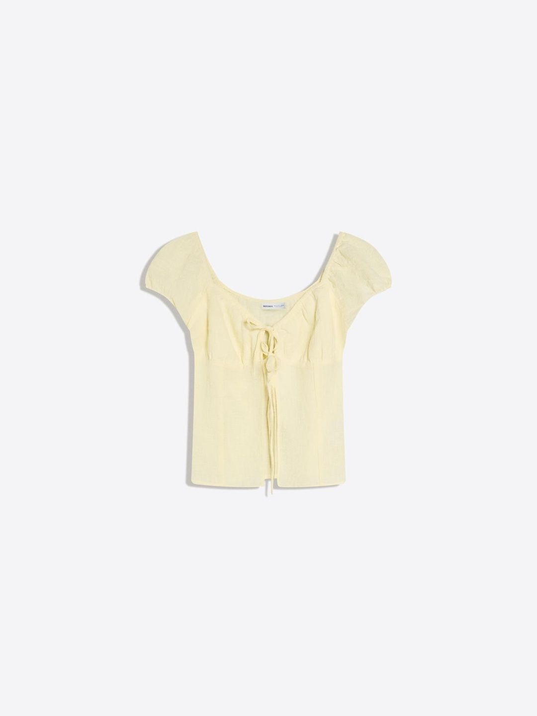 Rustic Pure Cotton Blouse With Tie Details