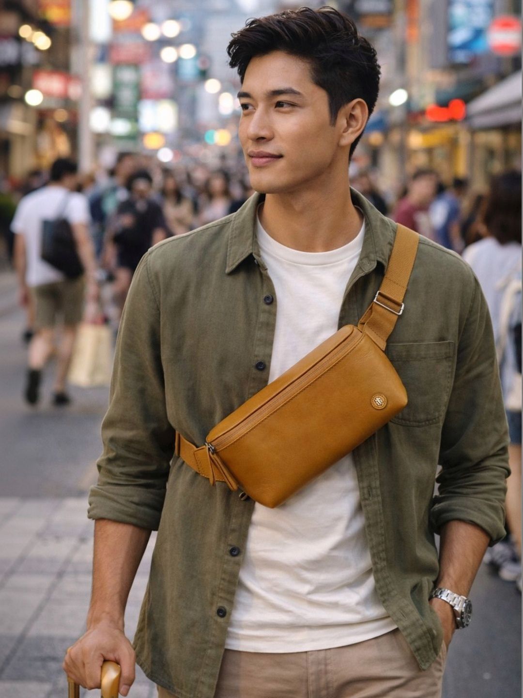 Tortoise Leather Sling Bag