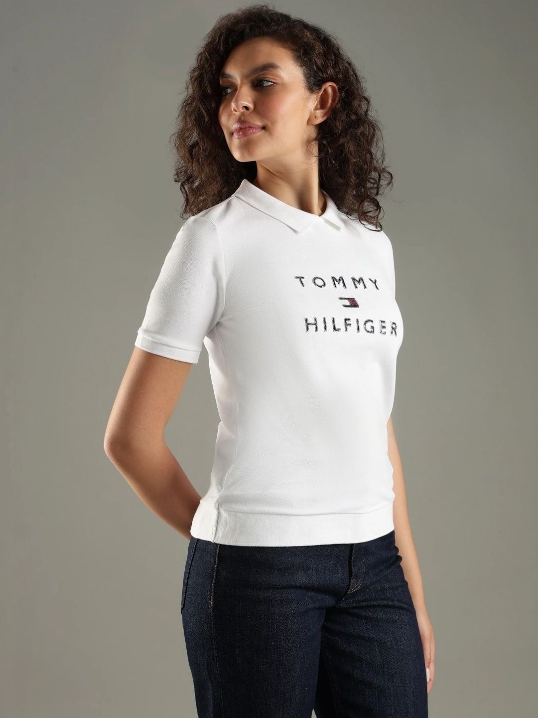 Brand Logo Printed Polo Collar T-shirt