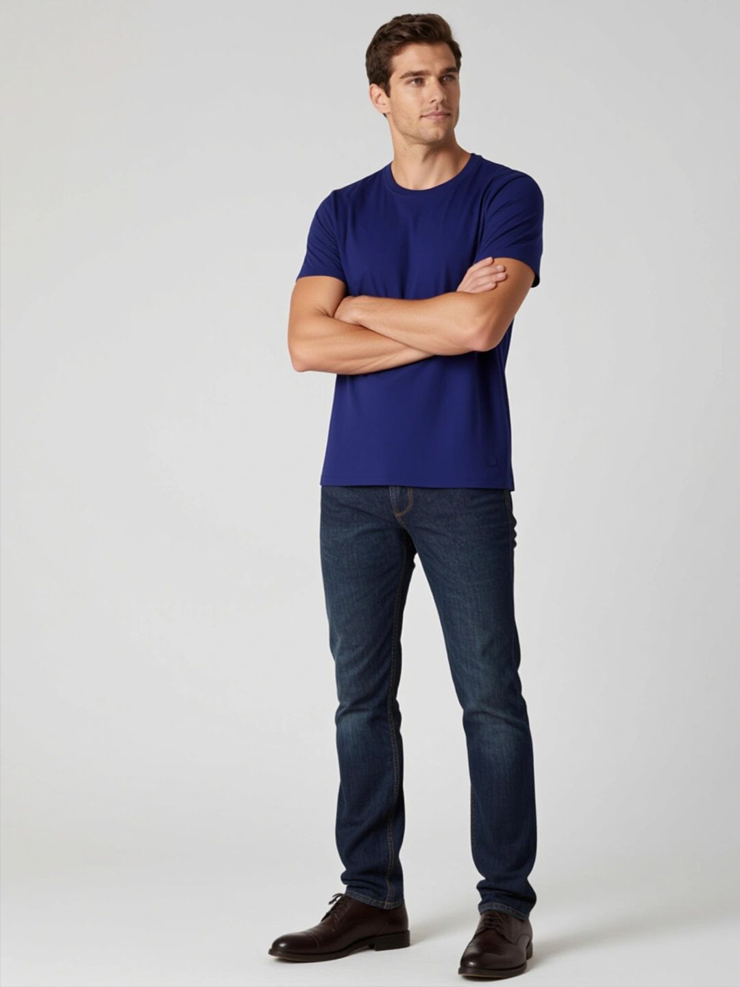 The Roadster Lifestyle Co. Navy Blue Round Neck Cotton T-Shirt