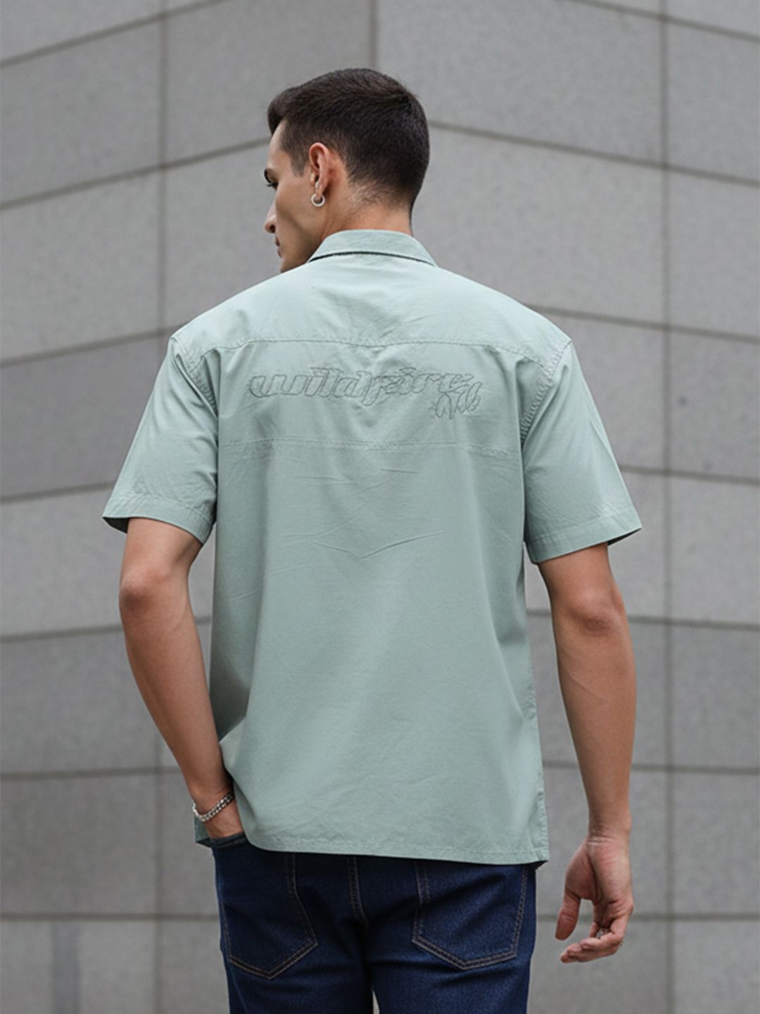 The Roadster Life Co.  Cotton Embroidered Detail Opaque Relaxed Fit Casual Shirt