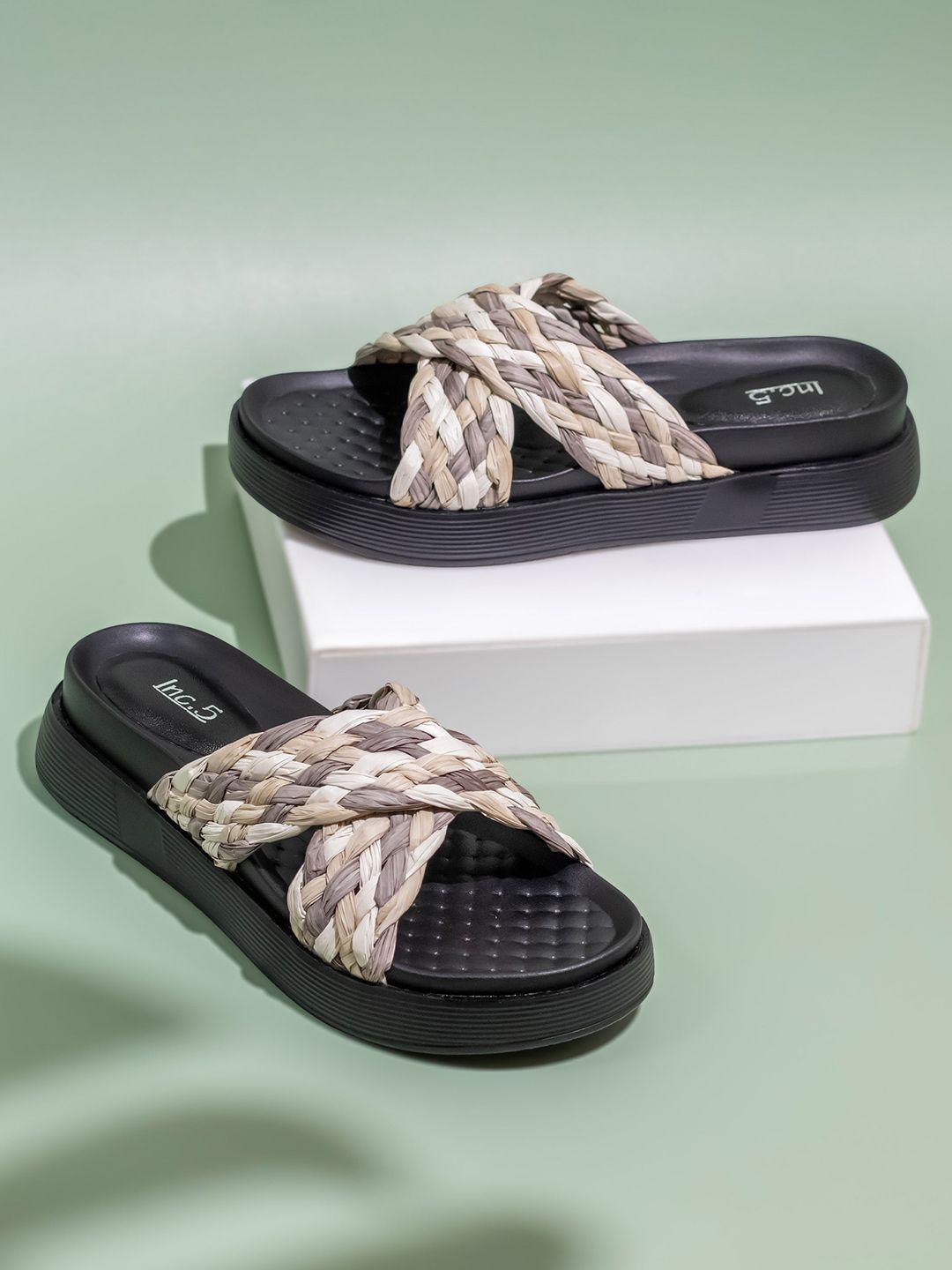 Women Open Toe Flats Inc 5 Women Textured Party Open Toe Flats