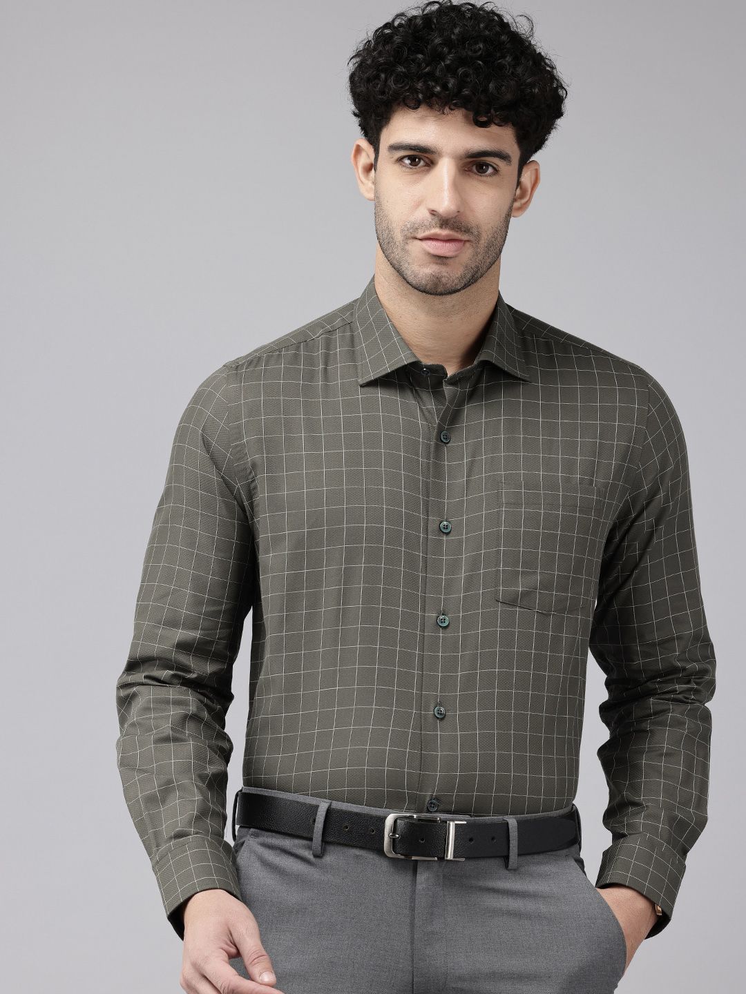 Blackberrys Slim Fit Checked Pure Cotton Formal Shirt