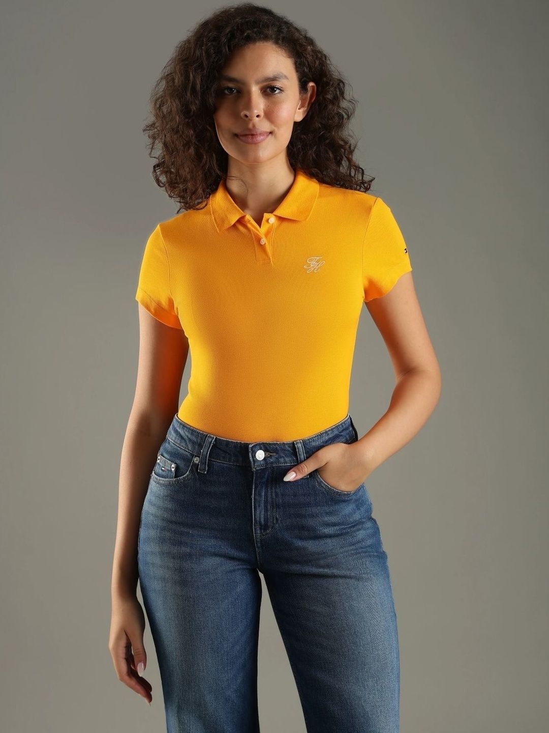 Brand Logo Polo Collar Slim Fit T-shirt