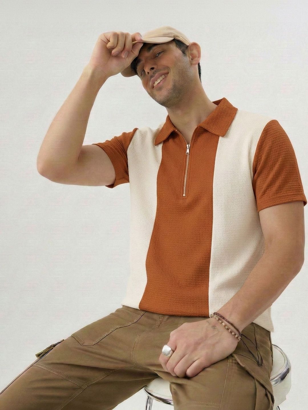 Mobox Men Colourblocked Polo Collar T-shirt
