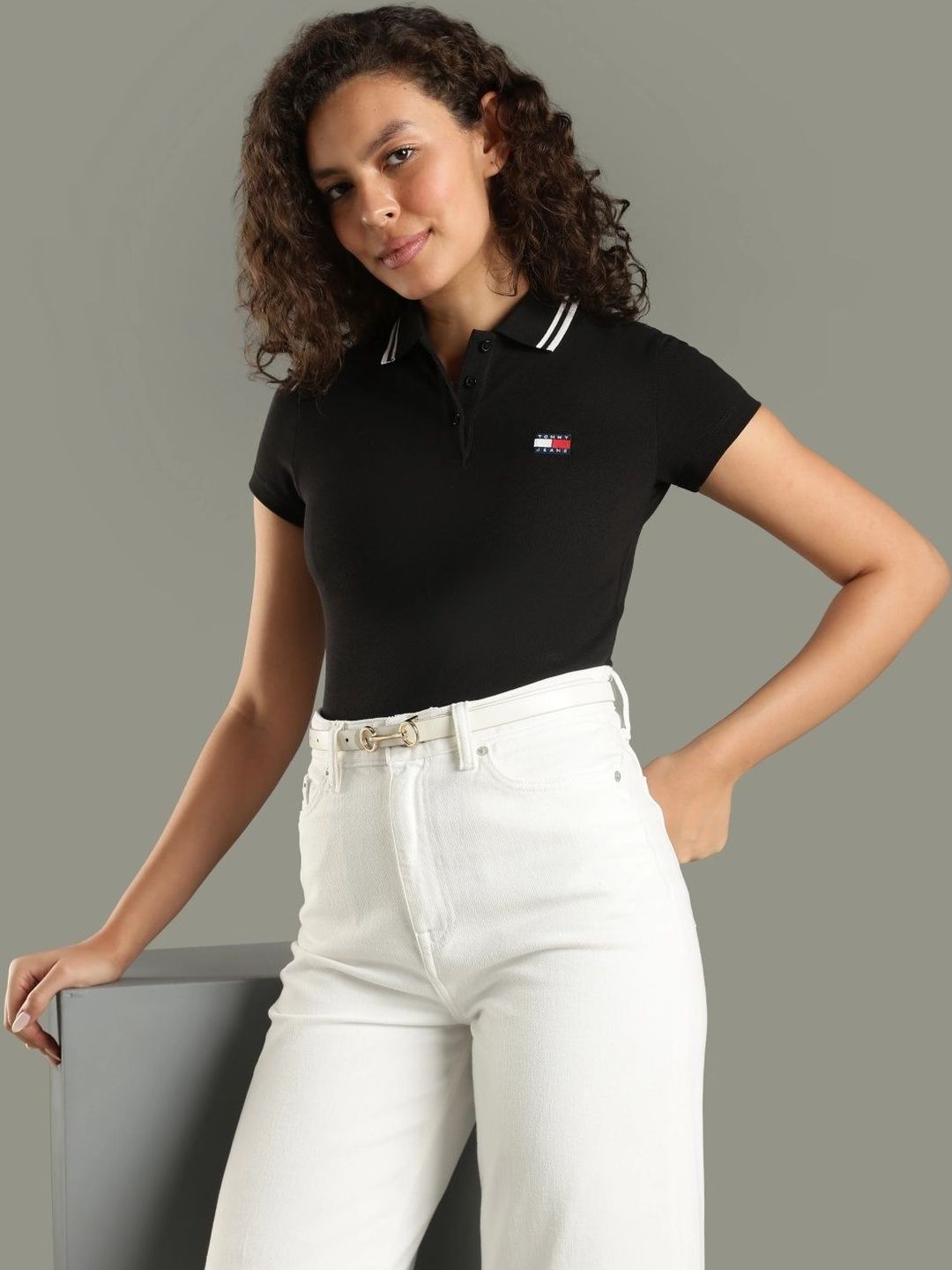 Brand Logo Polo Collar Slim Fit T-shirt