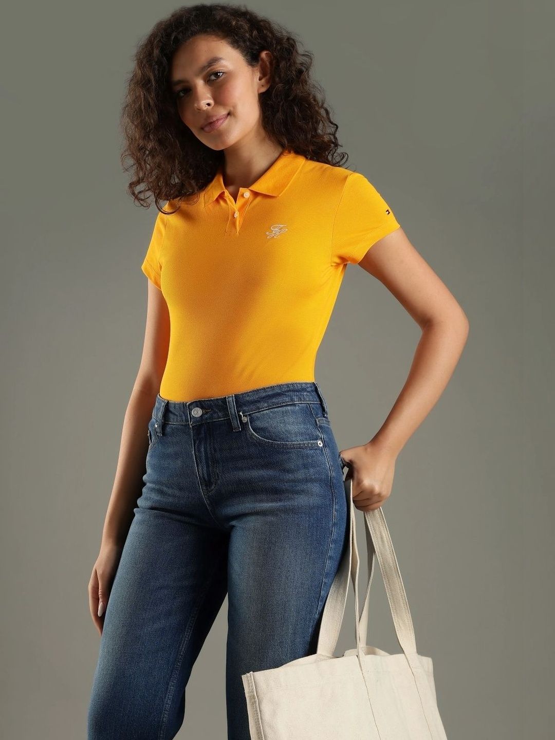 Brand Logo Polo Collar Slim Fit T-shirt