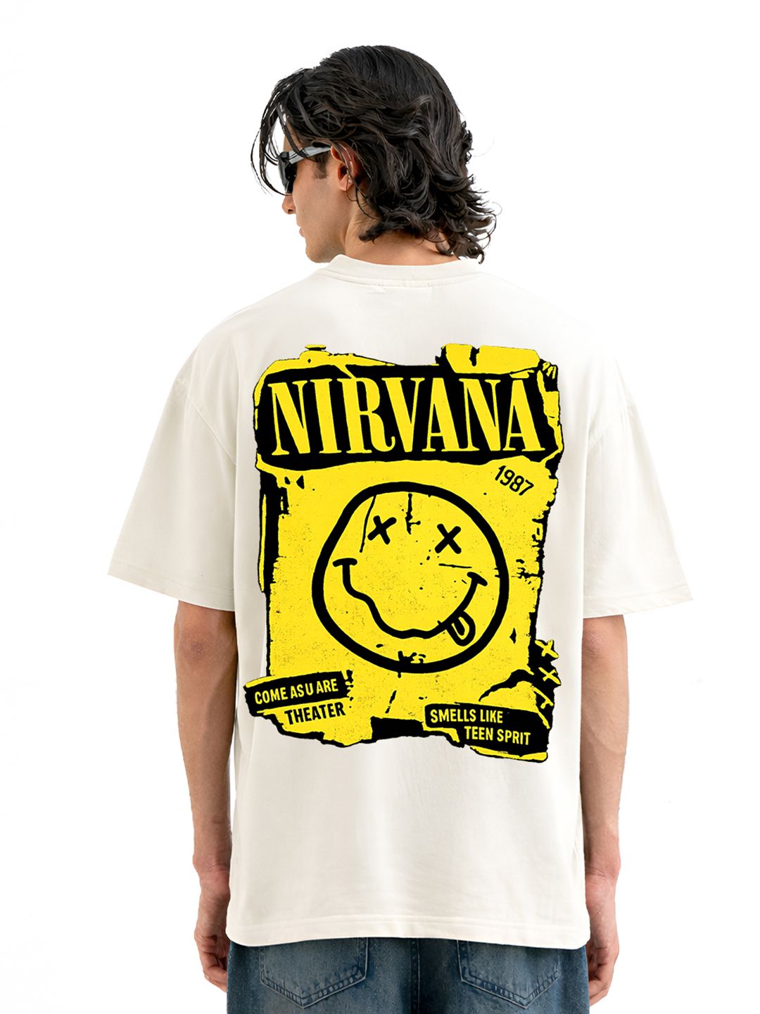 BDSQUARE Graphic Printed Round Neck Pure Cotton Oversized T-shirt