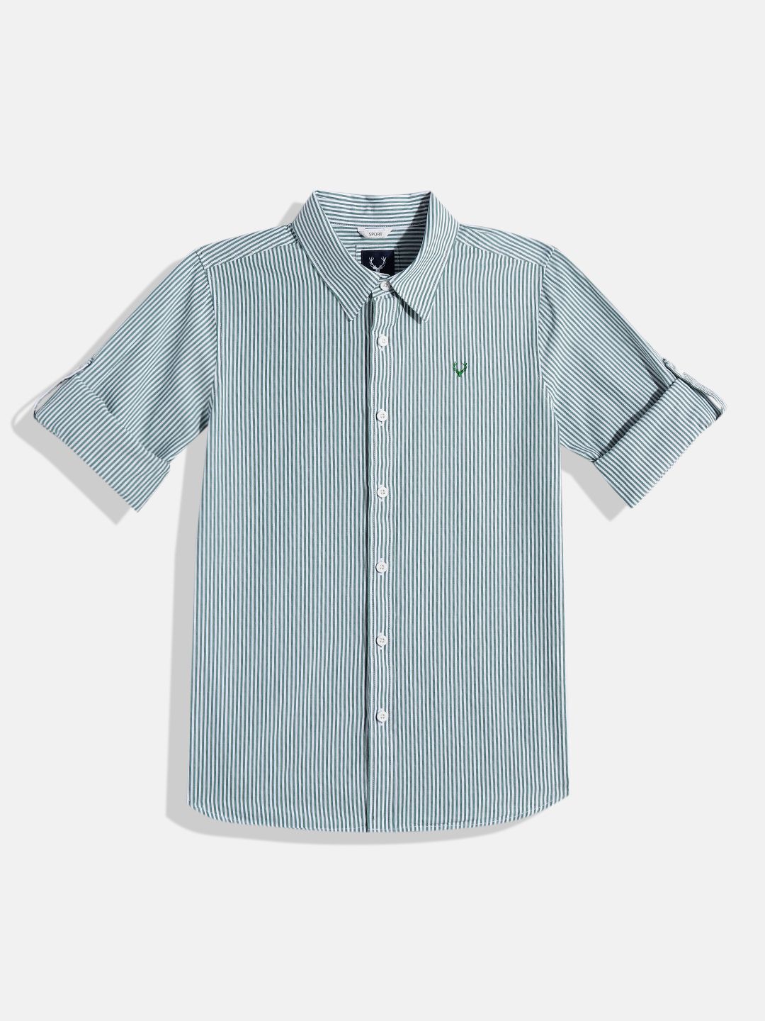 Allen Solly Junior Allen Solly Junior Boys Sport Vertical Stripes Roll-Up Sleeves Pure Cotton Casual Shirt