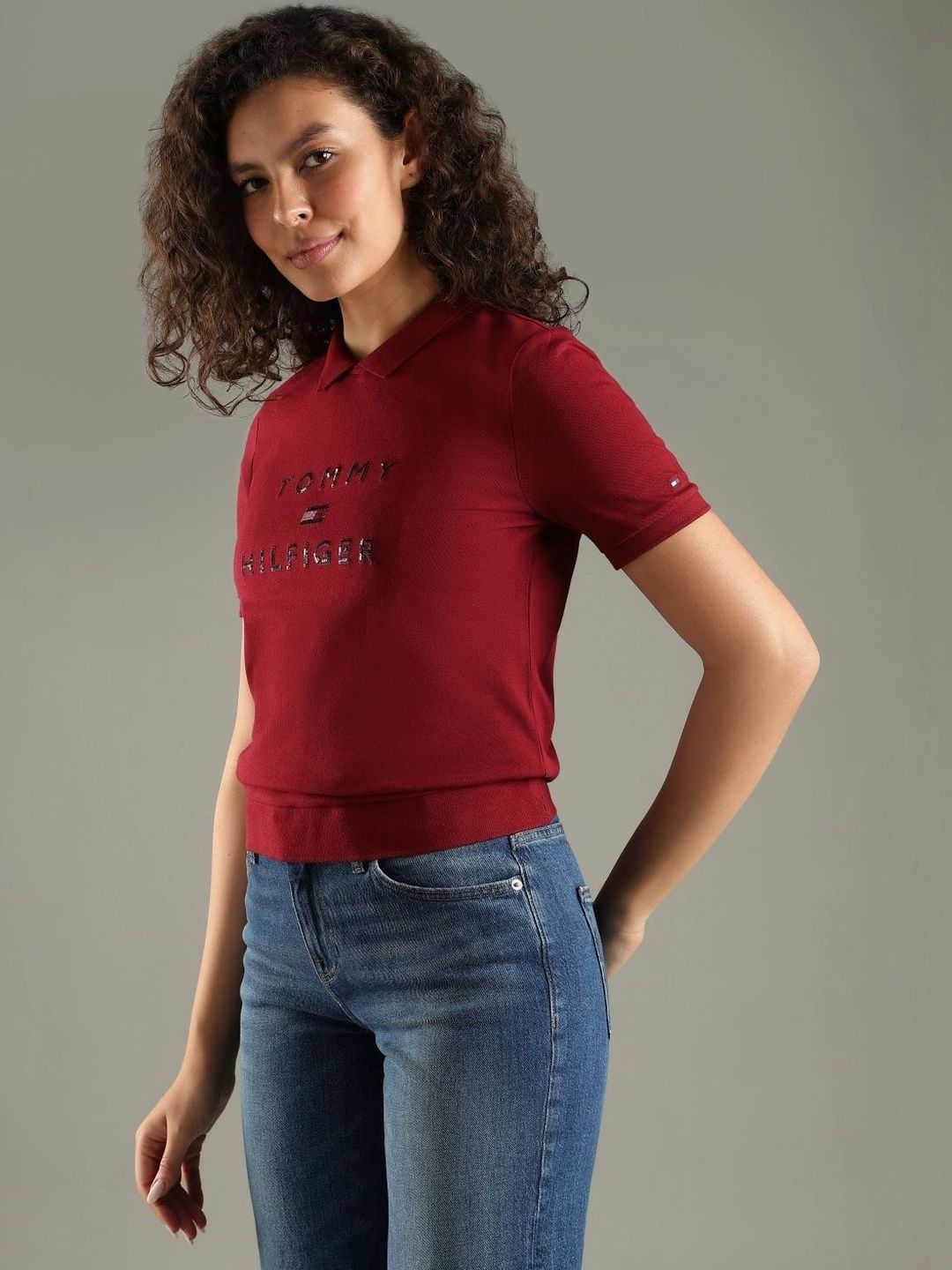 Brand Logo Printed Polo Collar T-shirt