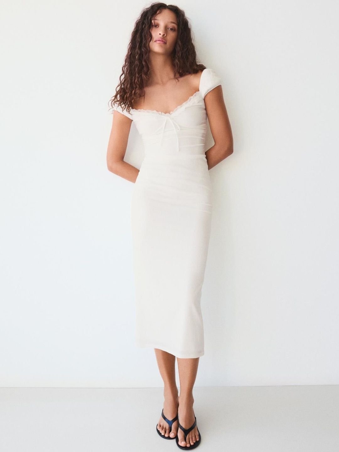 Ruffled Sheath Midi Dress