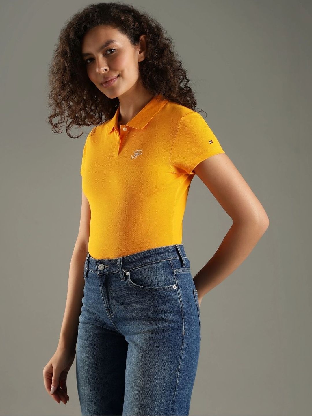 Brand Logo Polo Collar Slim Fit T-shirt