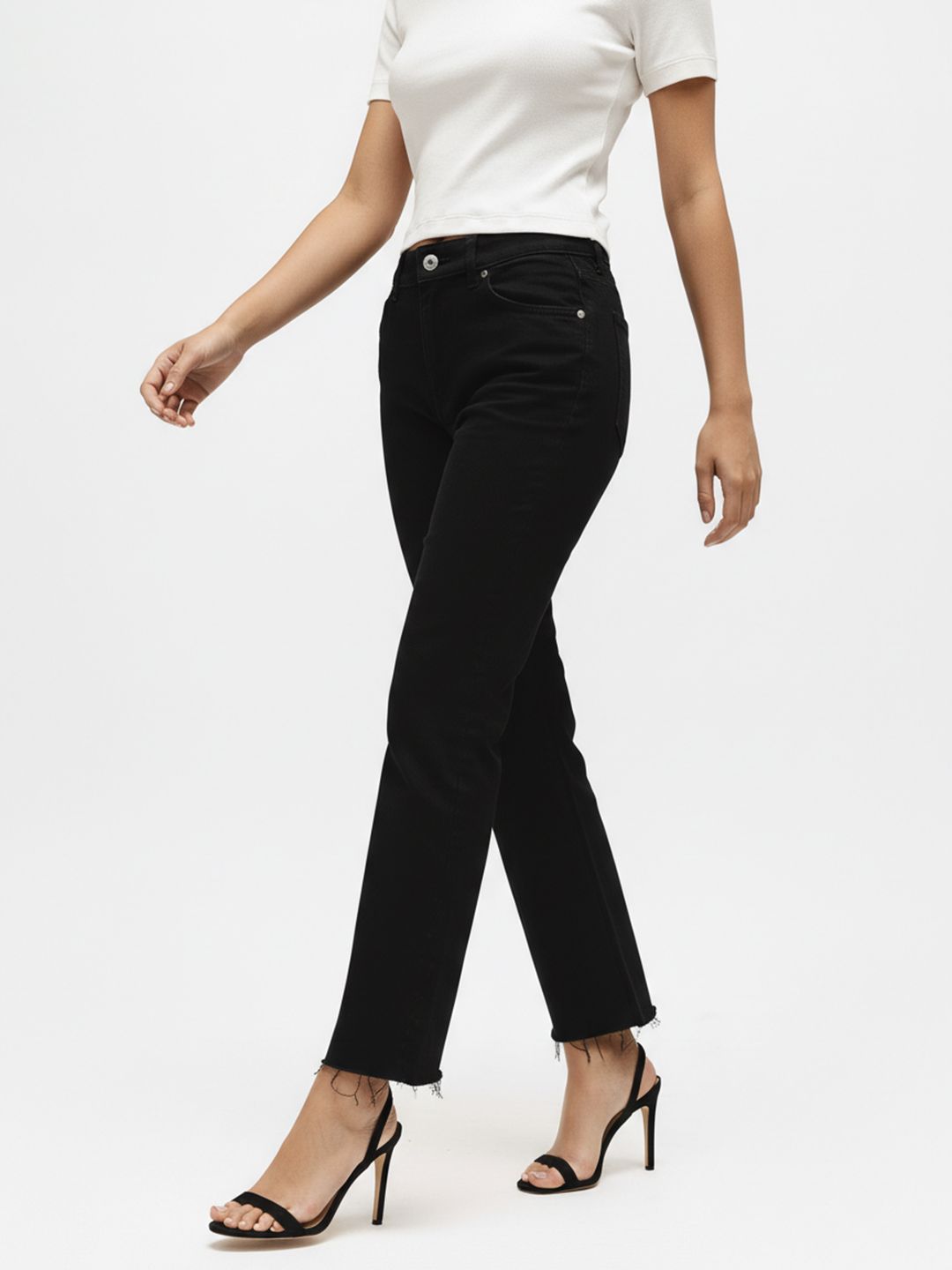 SHE SIENNA Straight Fit Mid-Rise Jeans