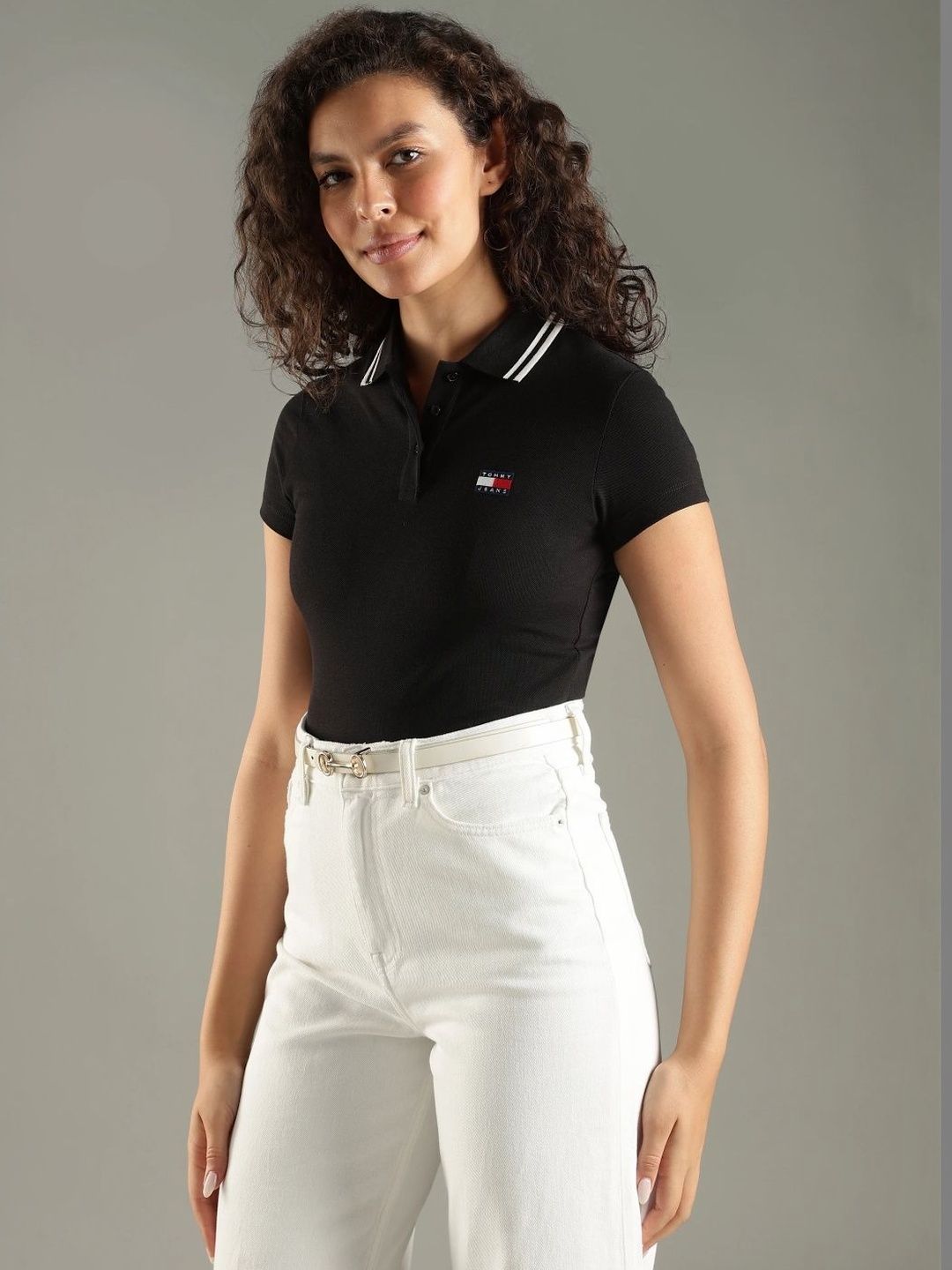 Brand Logo Polo Collar Slim Fit T-shirt