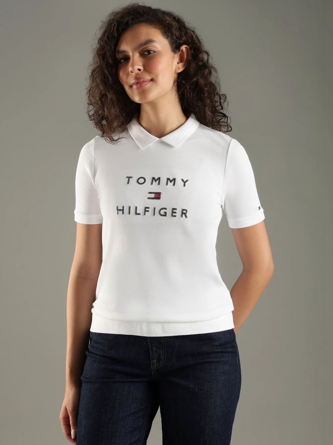 Brand Logo Printed Polo Collar T-shirt