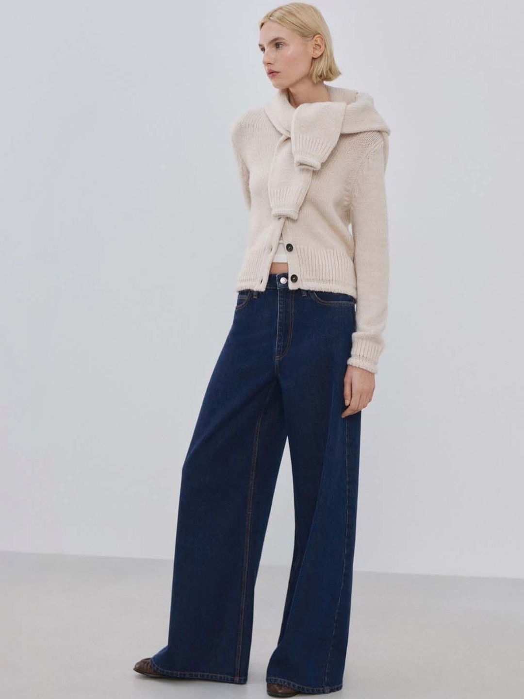 Stylecast X Kotty Women High Waist Wide Leg Cotton Denim Jeans