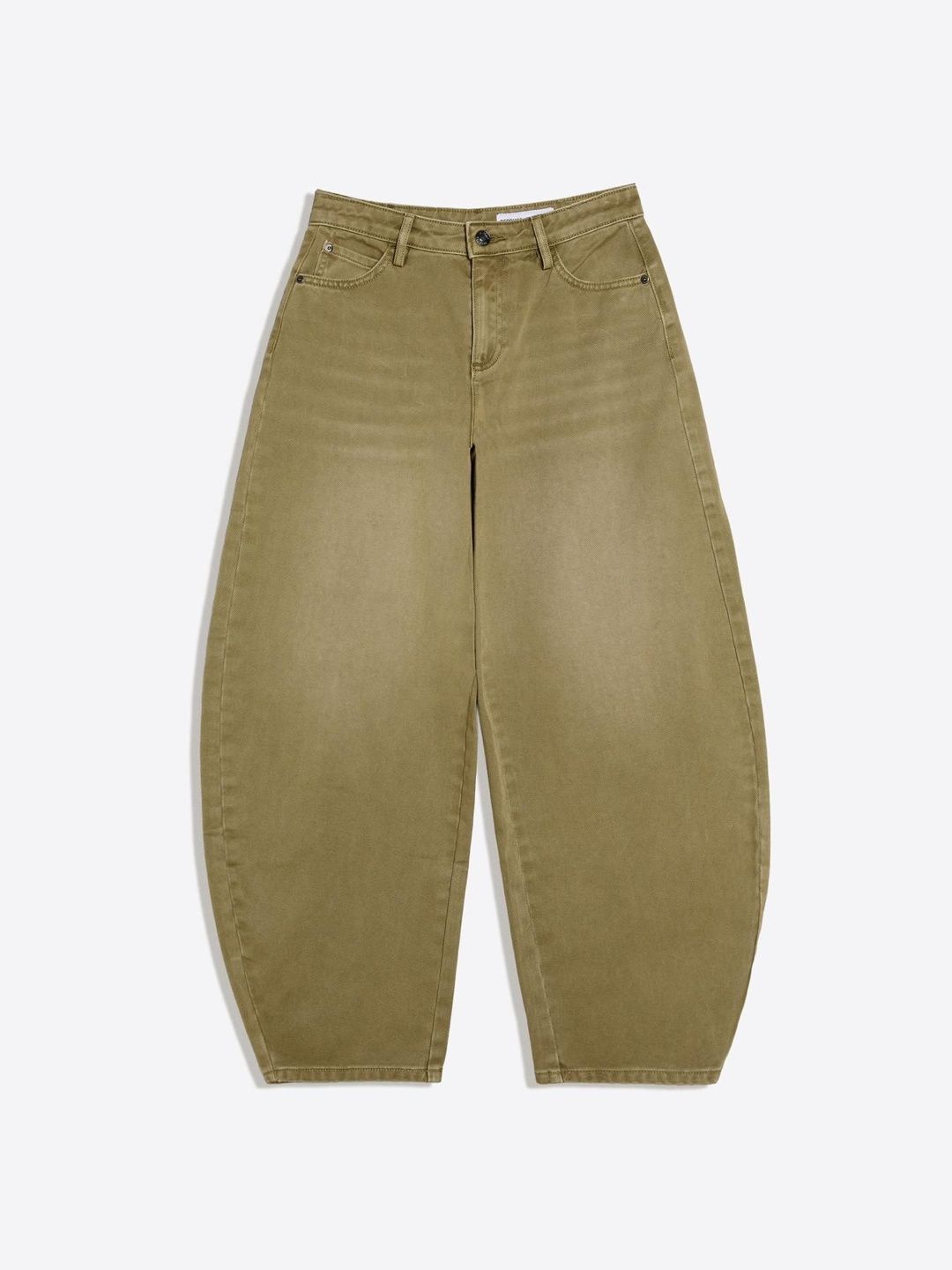 Mid Rise Regular Fit Cotton Barrel Jean