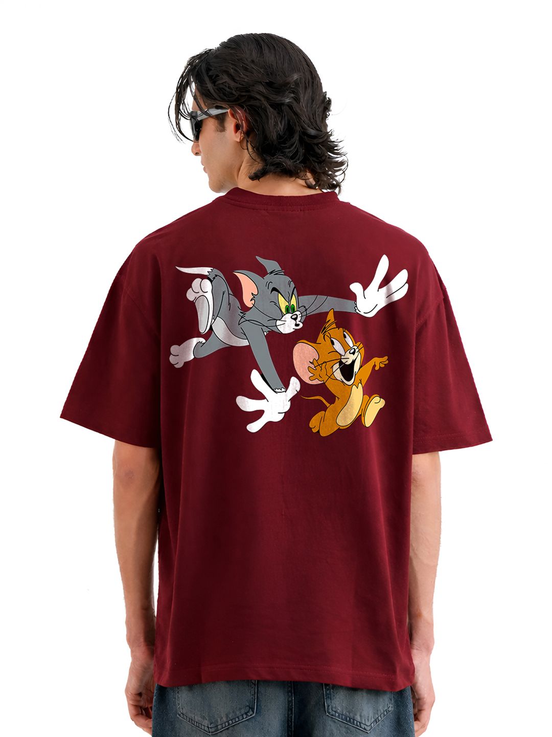 BDSQUARE Graphic Printed Round Neck Pure Cotton Oversized T-shirt