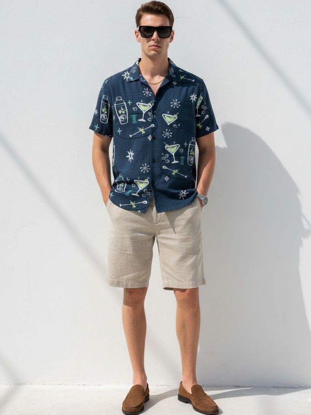 Suo Men Printed Casual Shirt