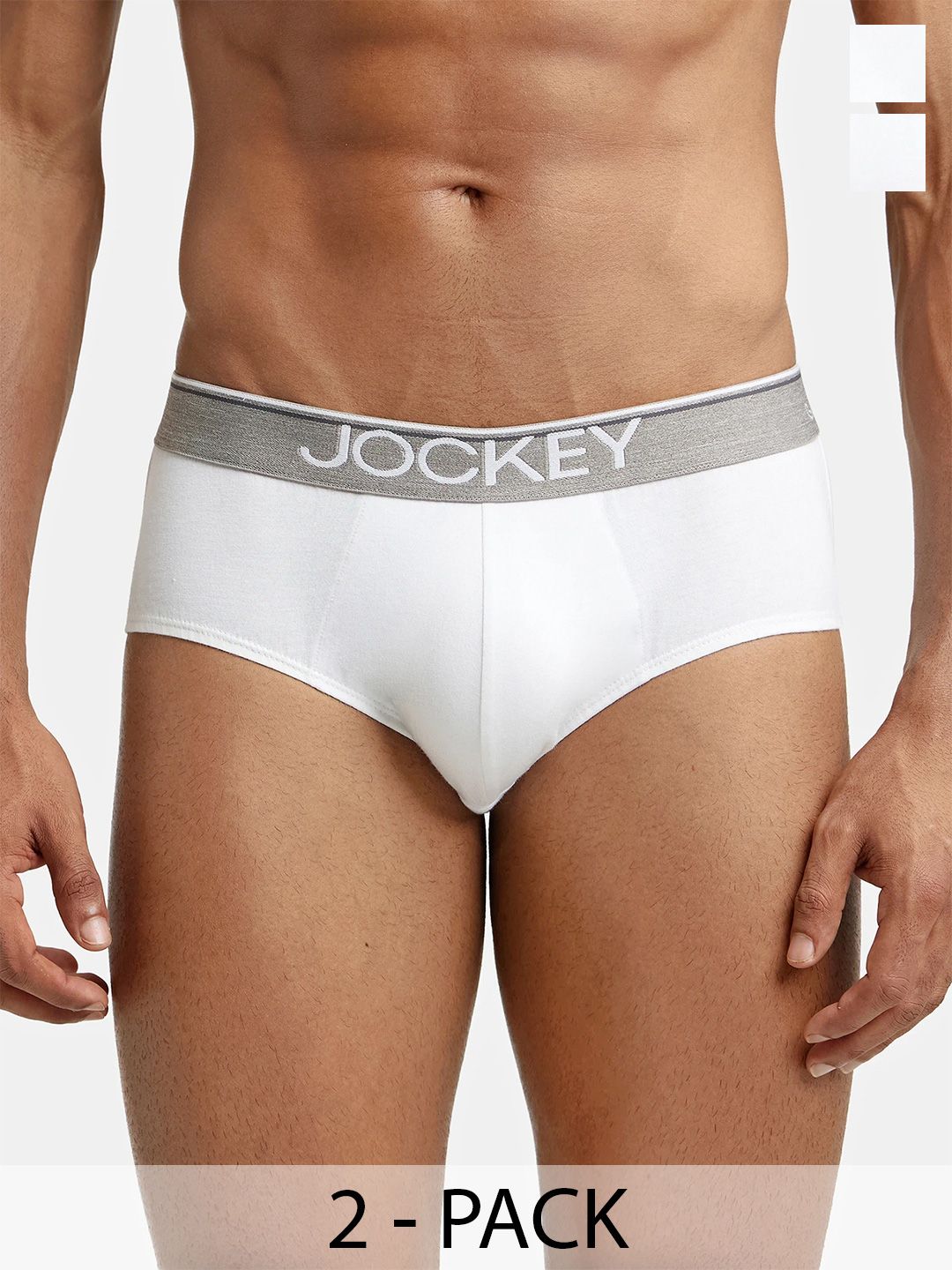 Jockey MODERN CLASSIC Men Pack of 2 White Briefs 8037