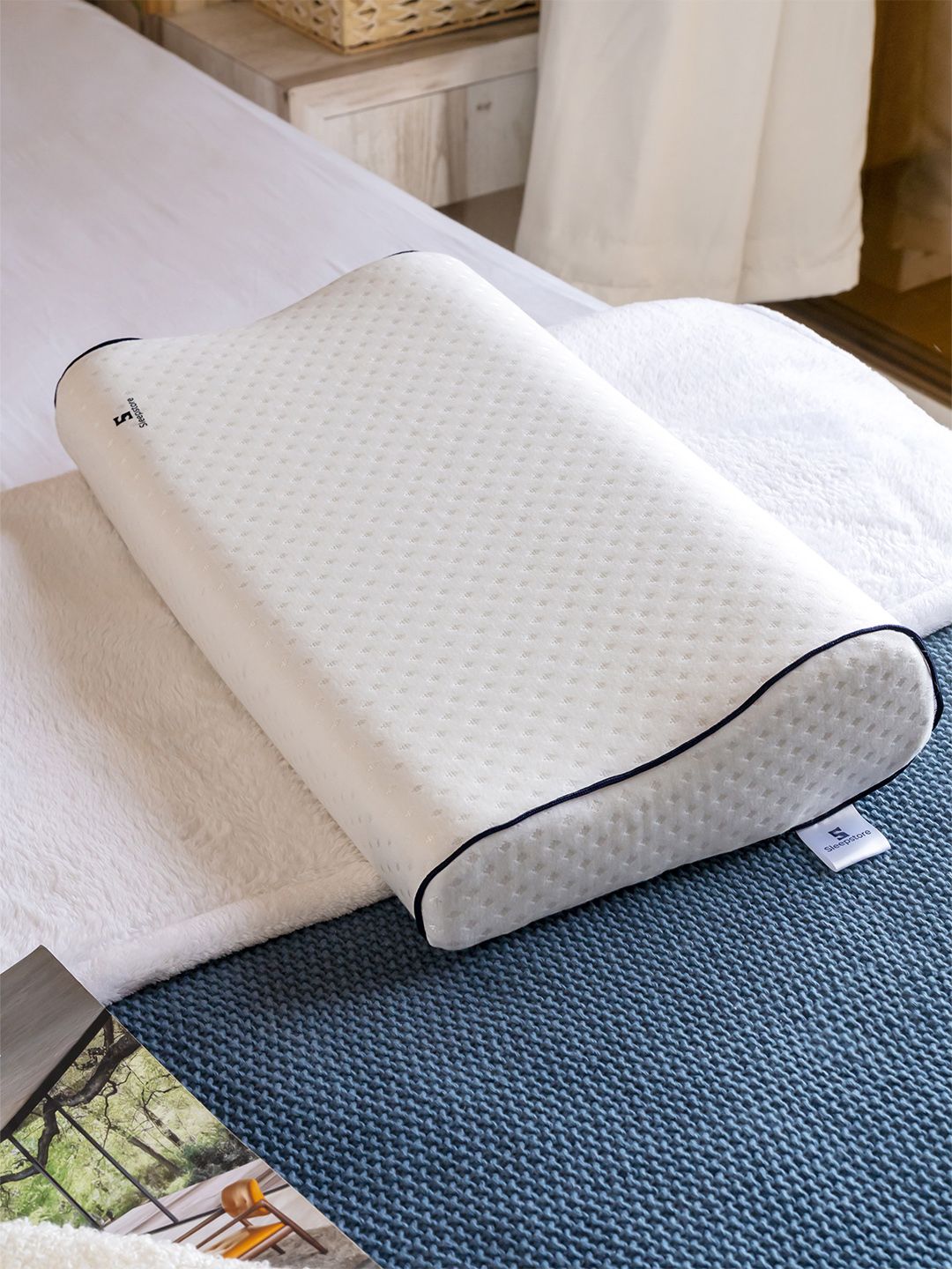 Sleepstore White 1 Pc Tencel Cervical Memory Foam Pillow for Neck Support 24 X 16 Inches