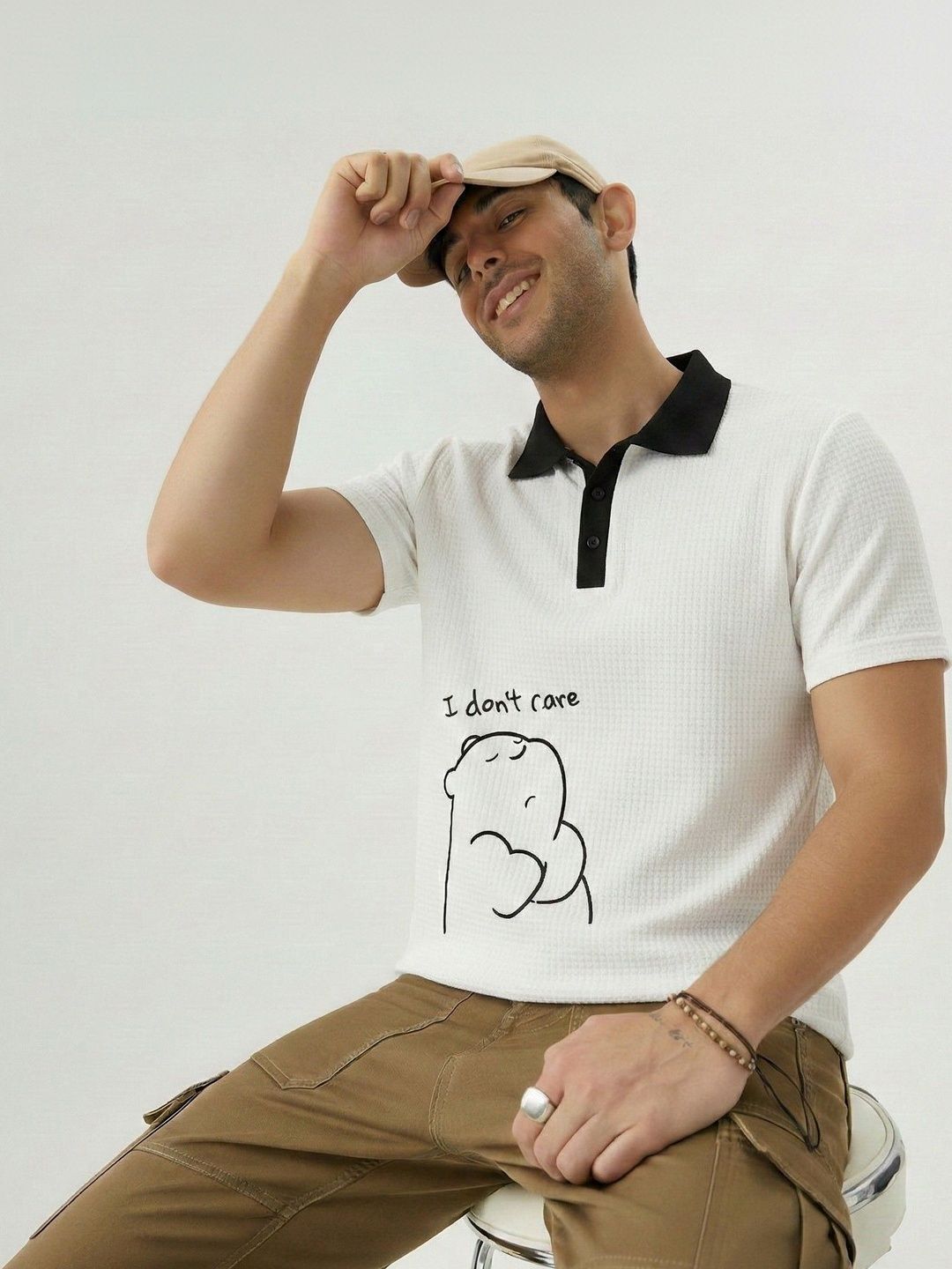 Try This Men Printed Polo Collar T-shirt