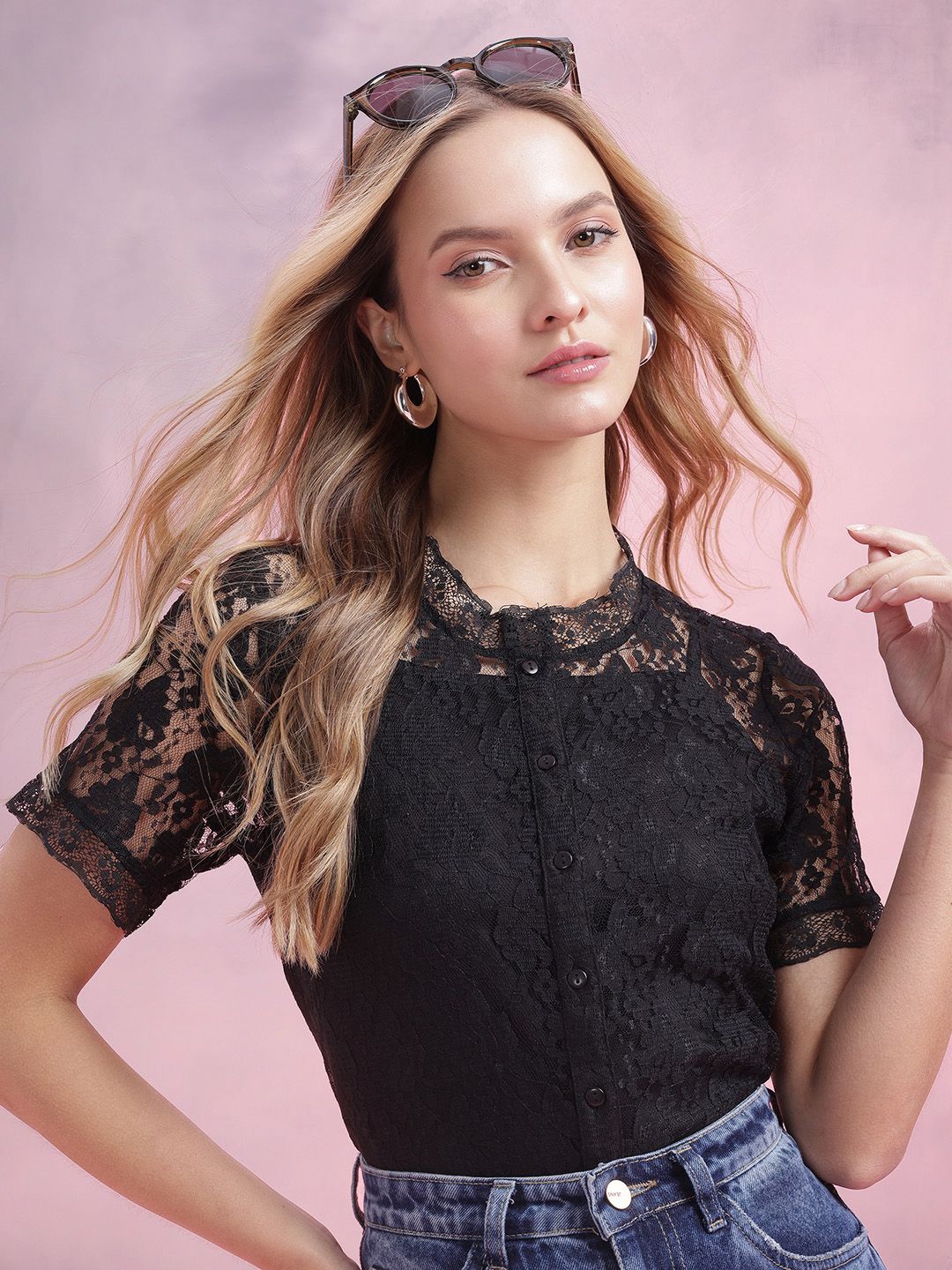 DressBerry DressBerry Floral Self Designed Regular Top