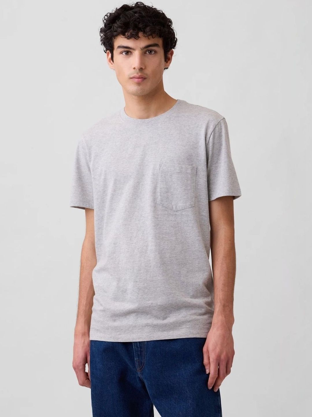 GAP Half Sleeve Crew Neck Light Grey T-shirt