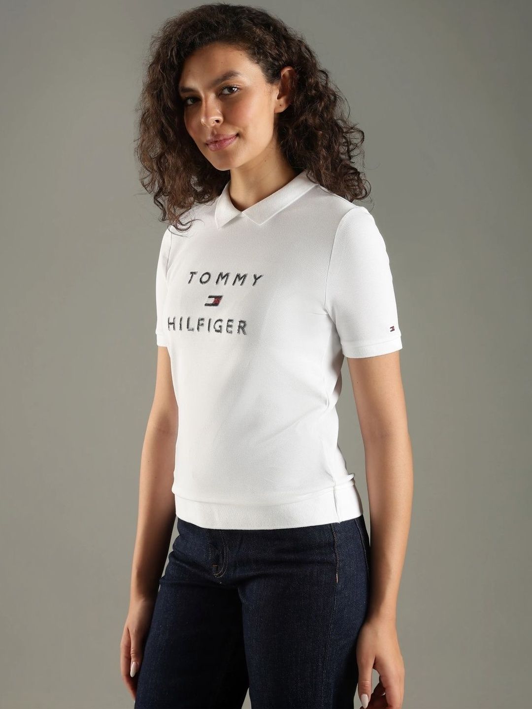 Brand Logo Printed Polo Collar T-shirt