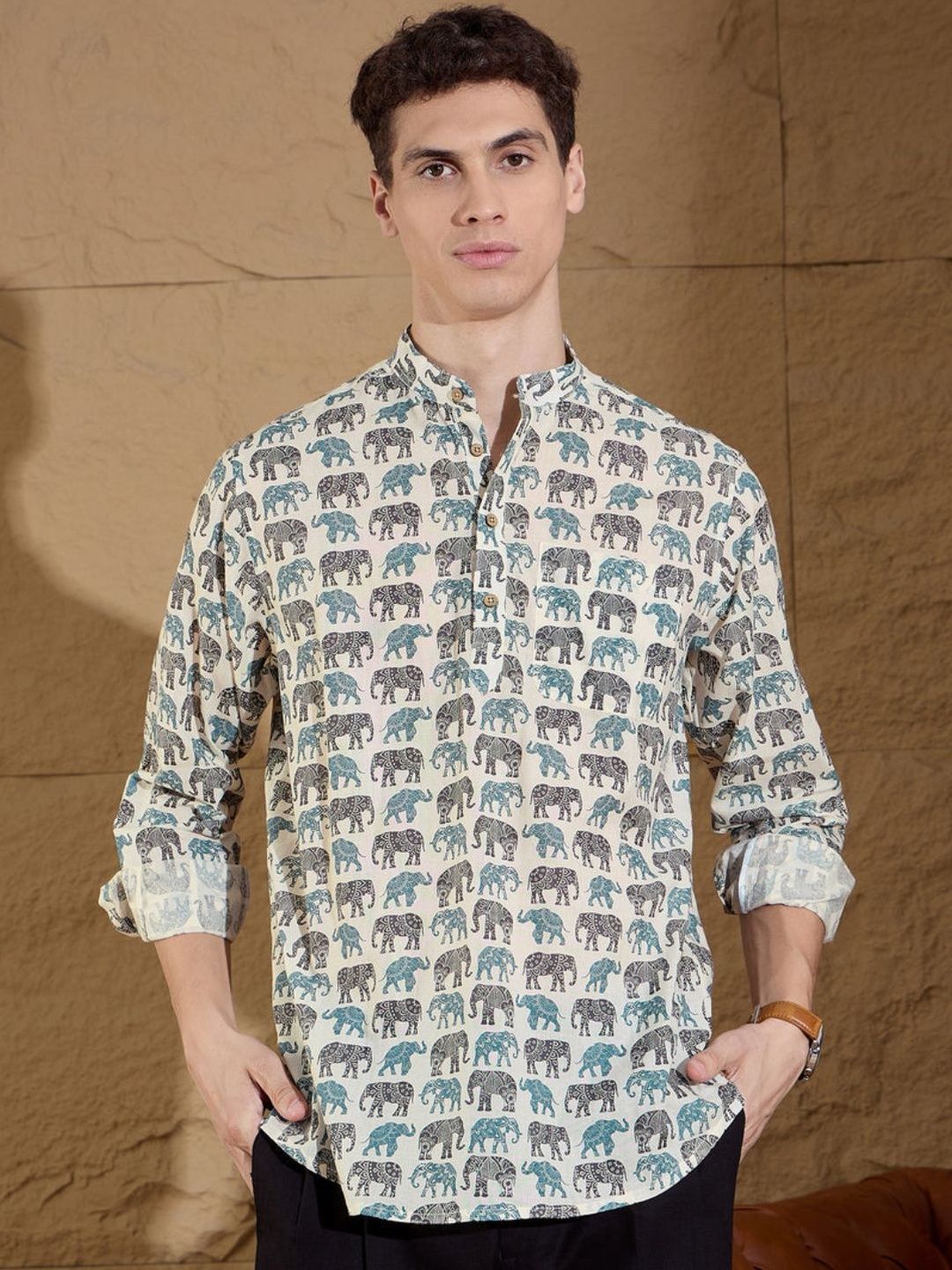 Deelmo Men Floral Printed Kurta