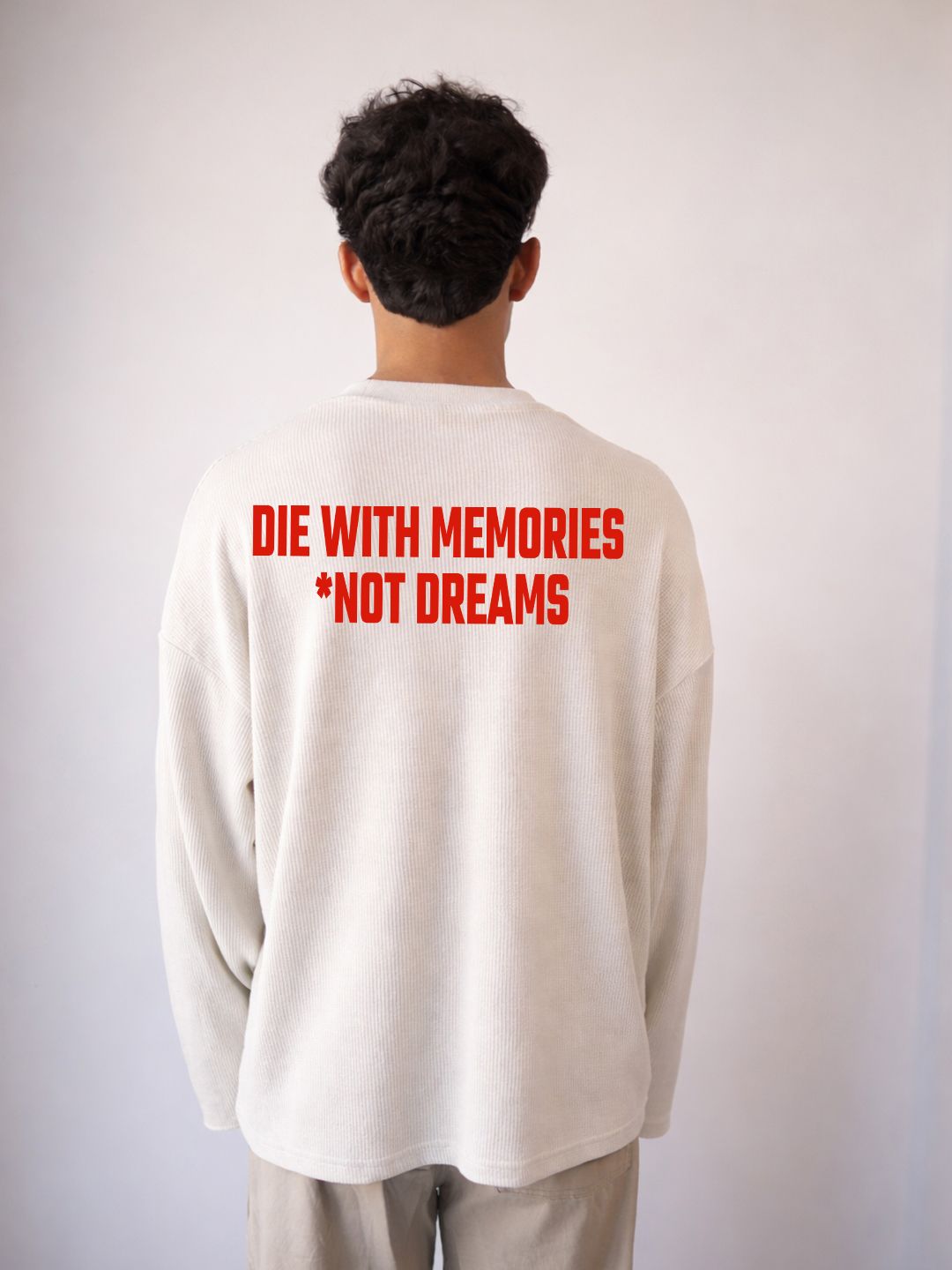 BDSQUARE Typography Self Design Drop-Shoulder Sleeves Pure Cotton Oversized T-shirt