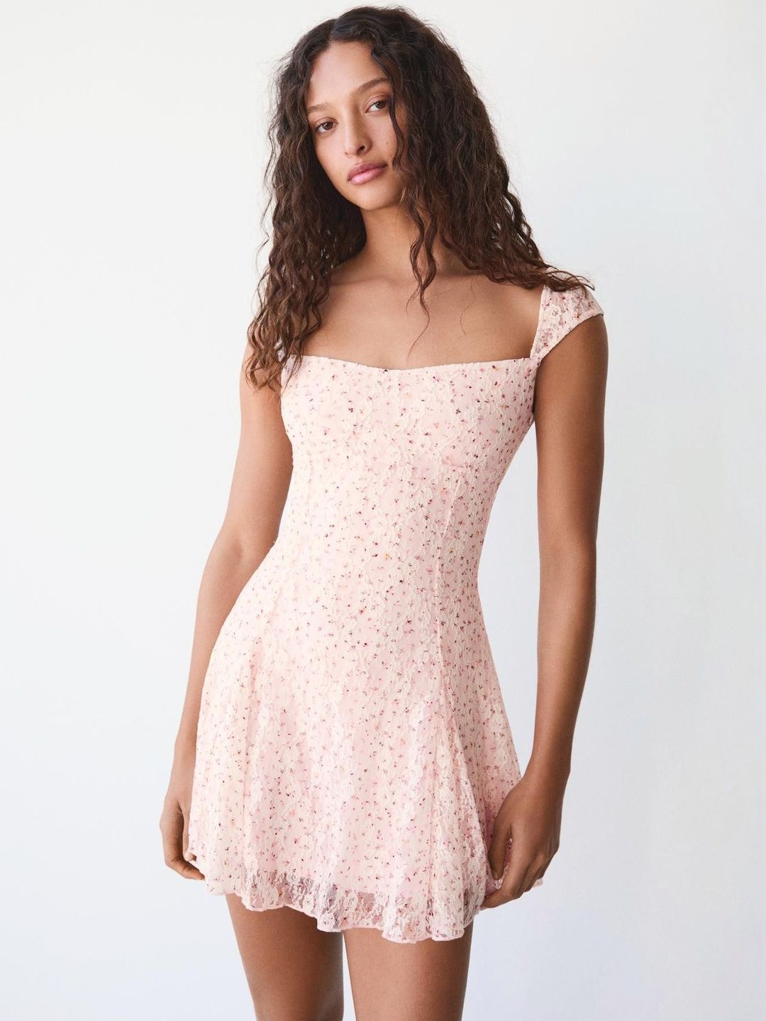 bershka floral mini dress Bershka floral mini dress with spot print in sage green