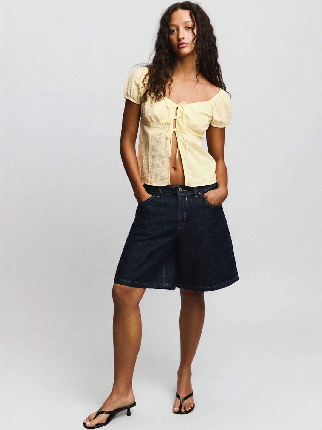 Rustic Pure Cotton Blouse With Tie Details