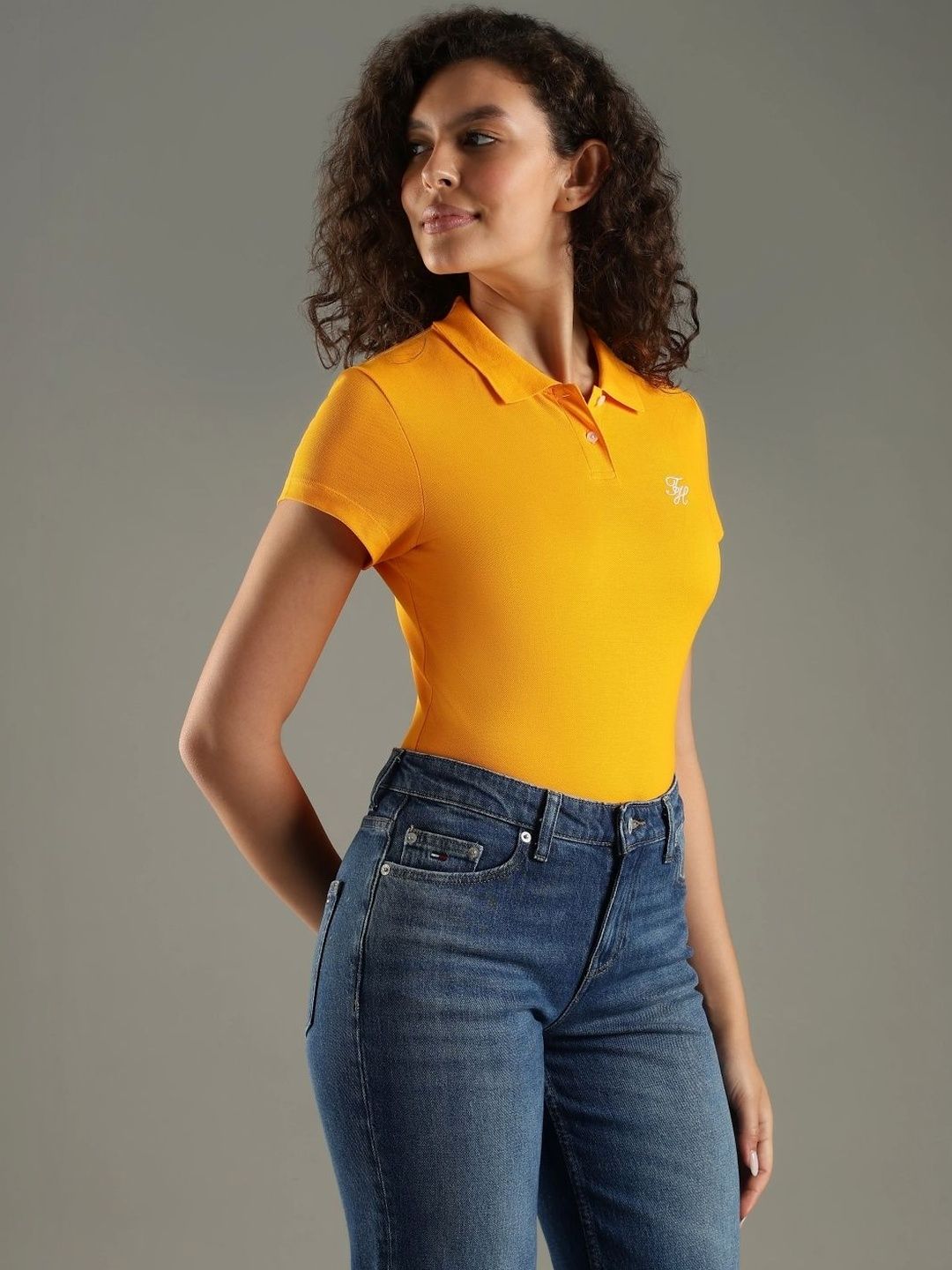Brand Logo Polo Collar Slim Fit T-shirt