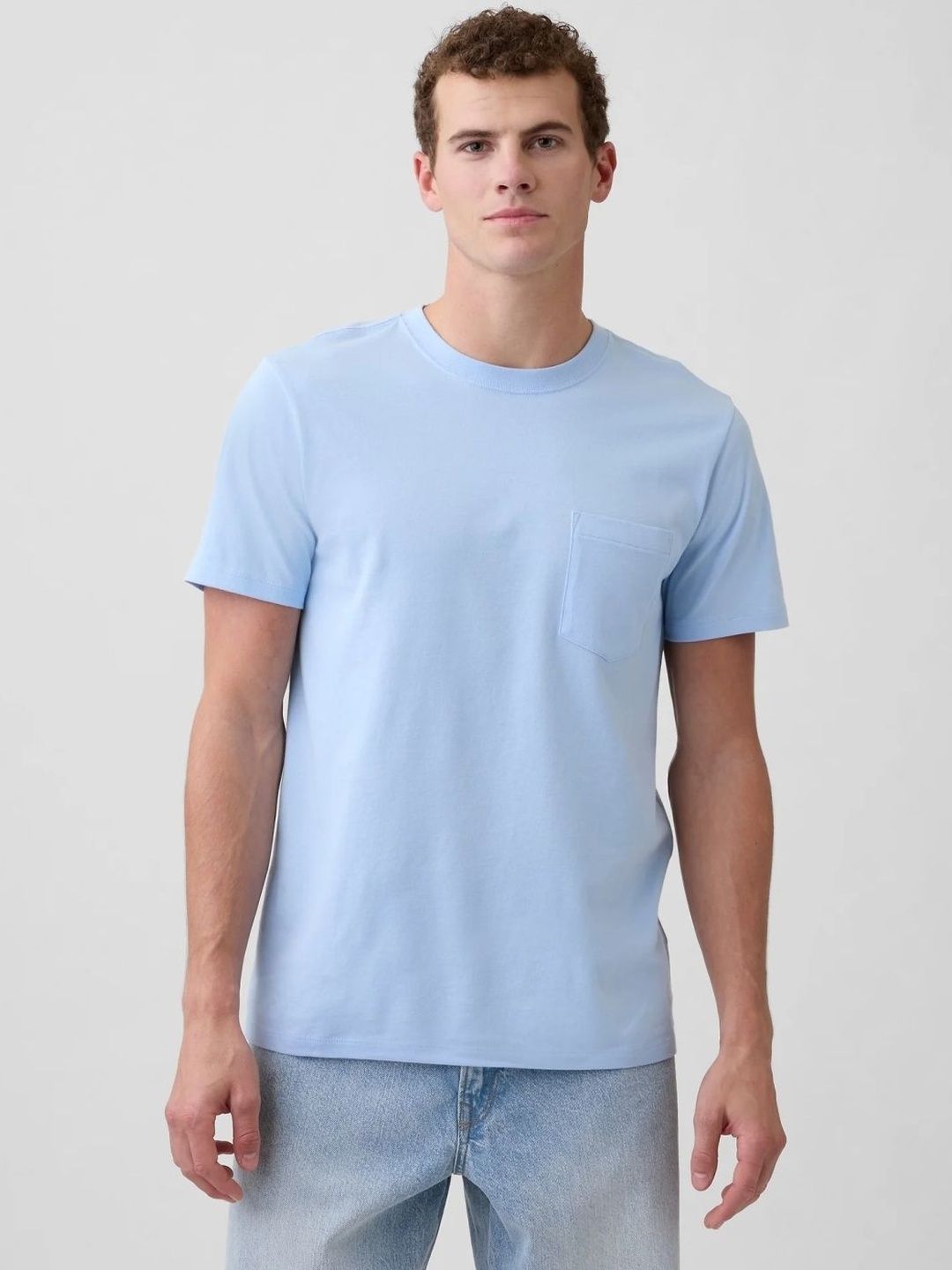 GAP Half Sleeve Crew Neck Light Blue T-shirt