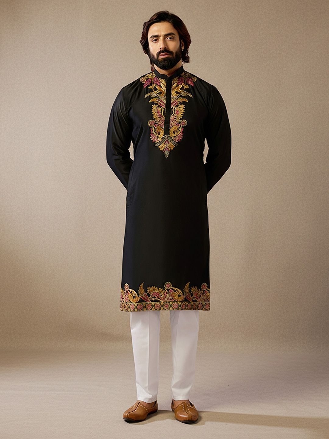 RANGRAAG Men Geometric Striped Thread Work Kurta Offers & Cashback
