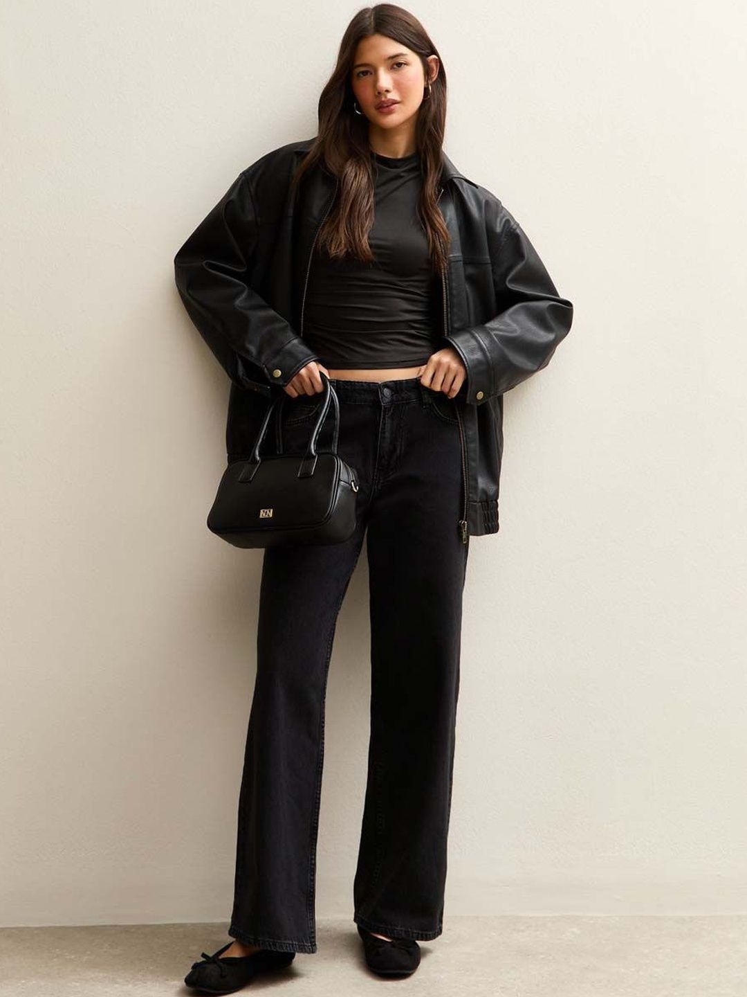 Stylecast X Kotty Women Classic Style Wide Leg Cotton Denim Jeans
