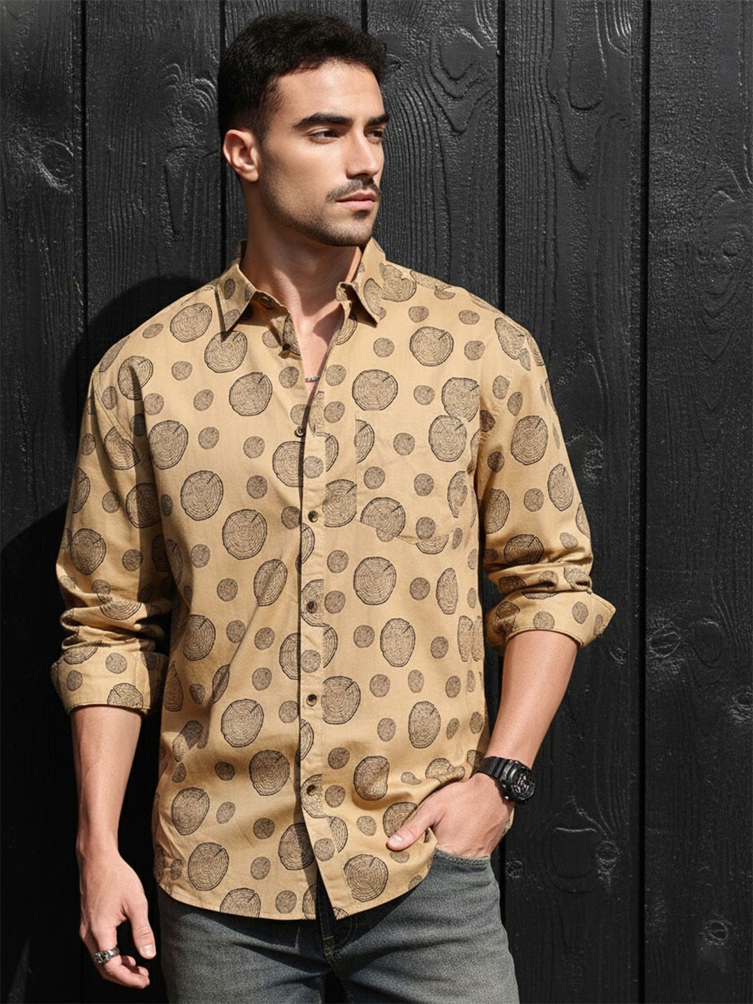 The Roadster Life Co. Relaxed Fit Opaque Graphic Printed Pure Cotton Casual Shirt