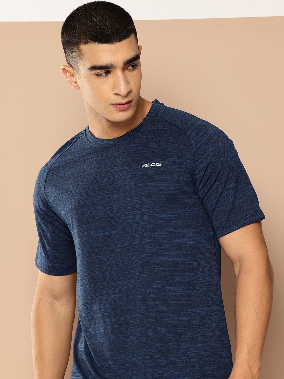 Alcis Raglan Sleeves Melange Effect Dry Tech Slim Fit T-shirt