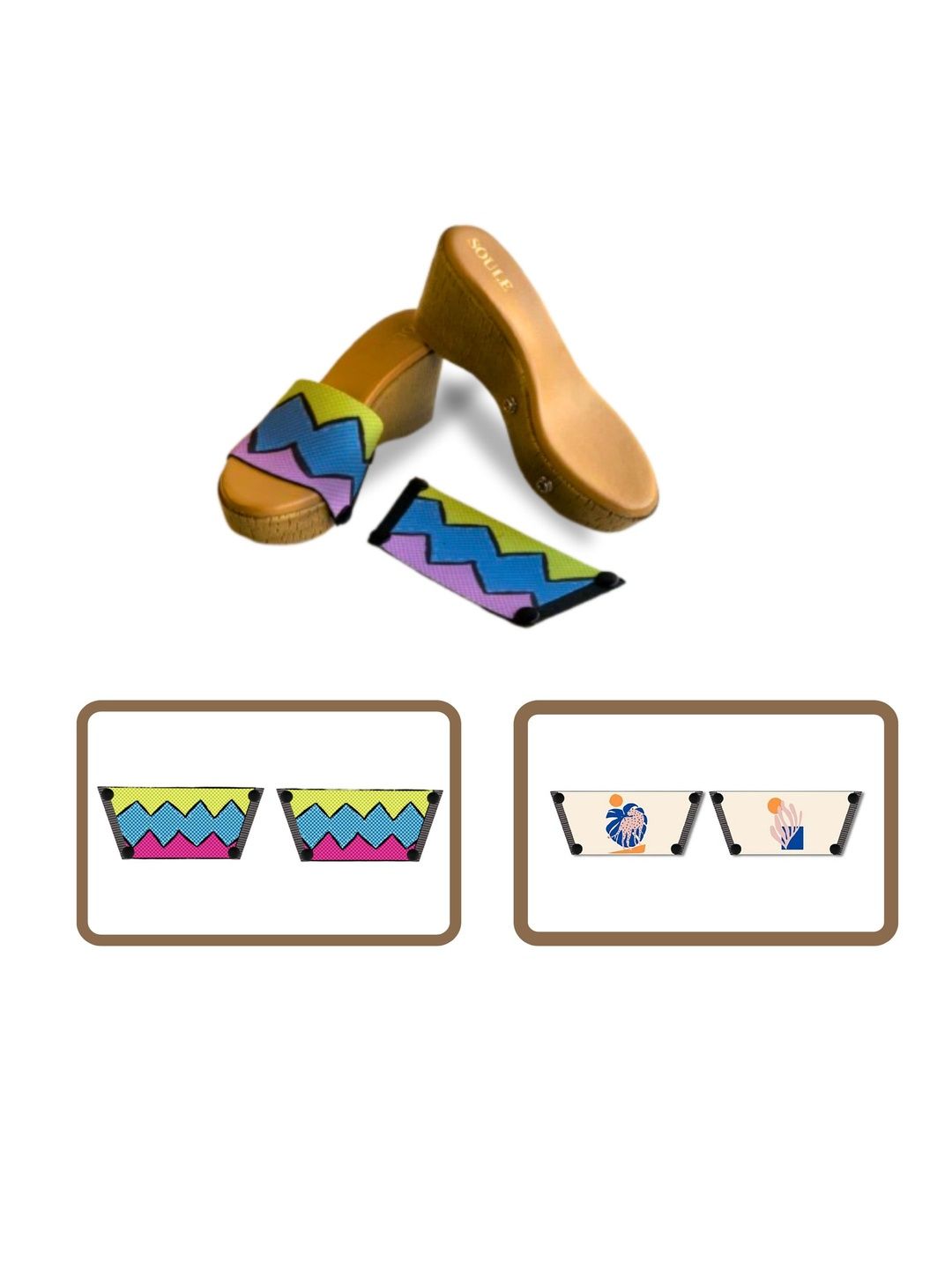 Soule Footwear Colourblocked PU Wedge Mules